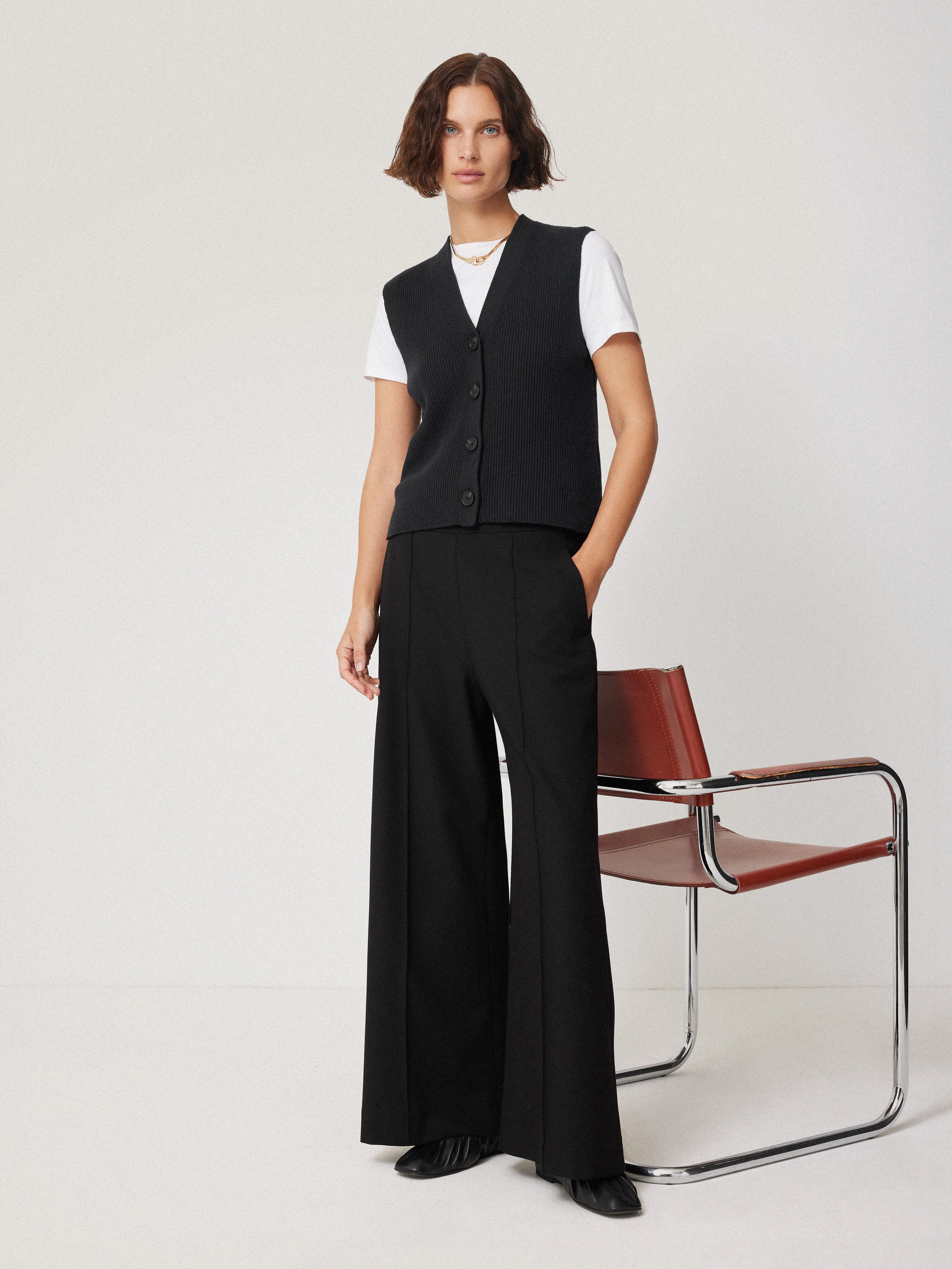 Cotton Blend Waistcoat | Washed Black - Image 6