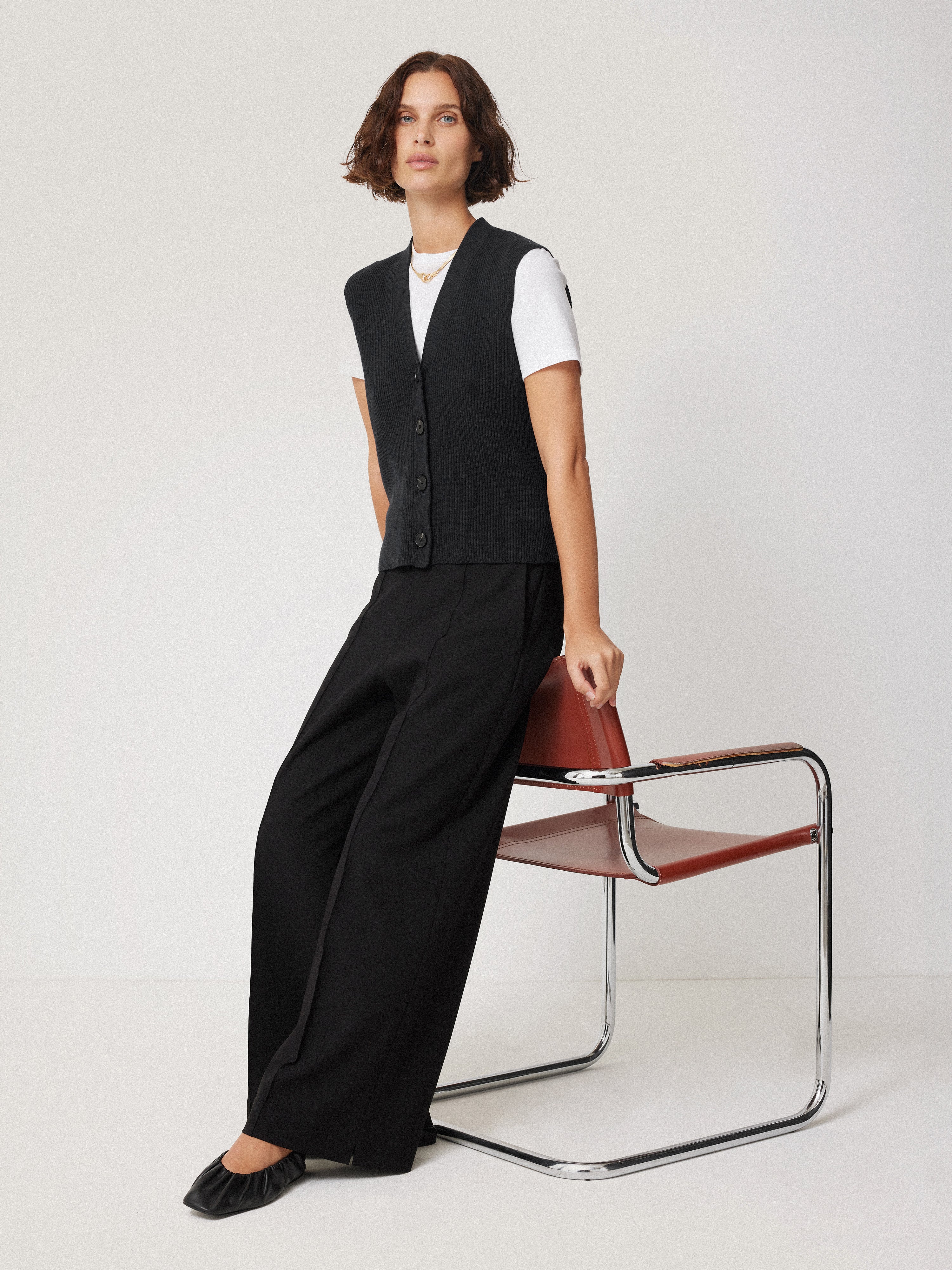 Cotton Blend Waistcoat | Washed Black - Image 7