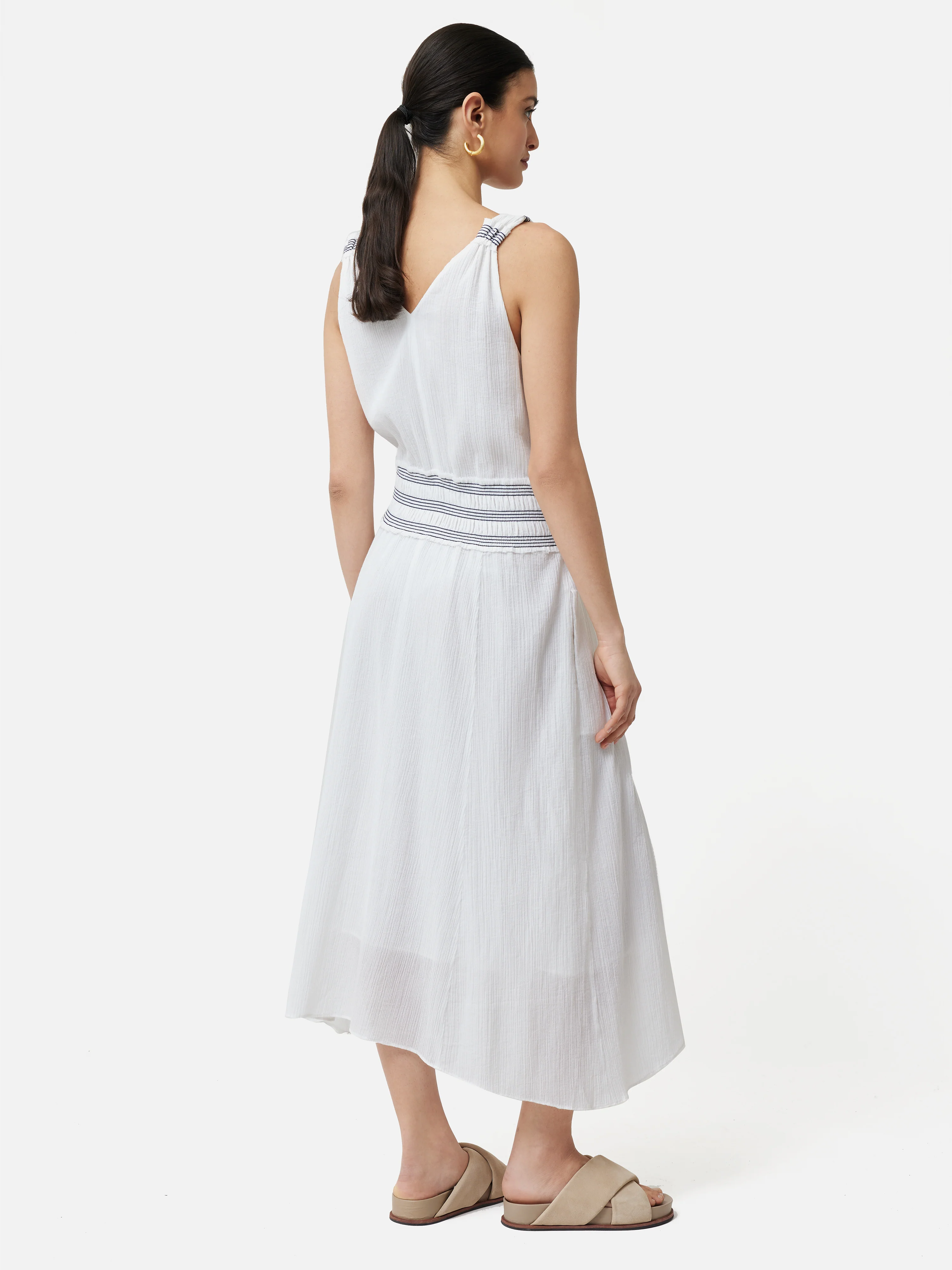 Cotton Crinkle Smocked Dress | White - Image 6