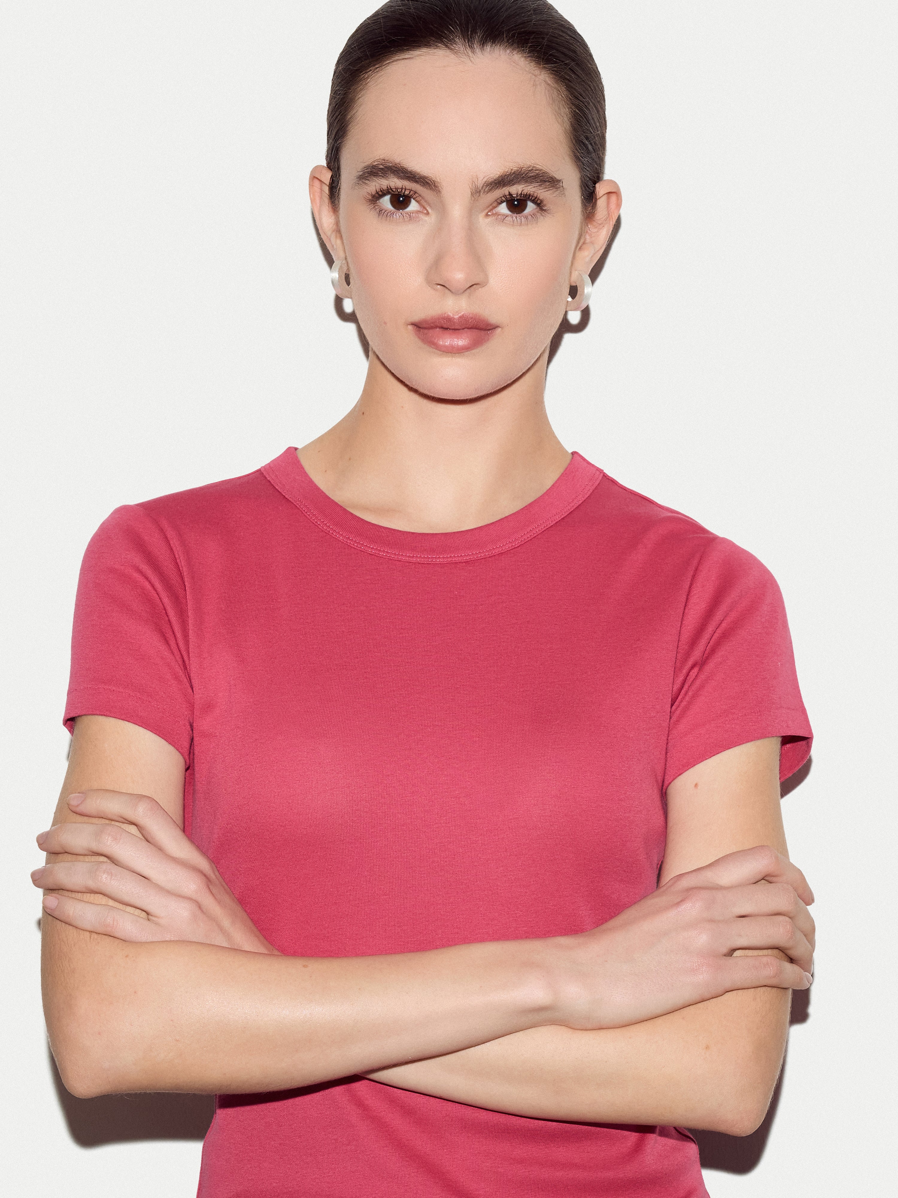Cotton Fitted T-shirt | Pink - Image 3