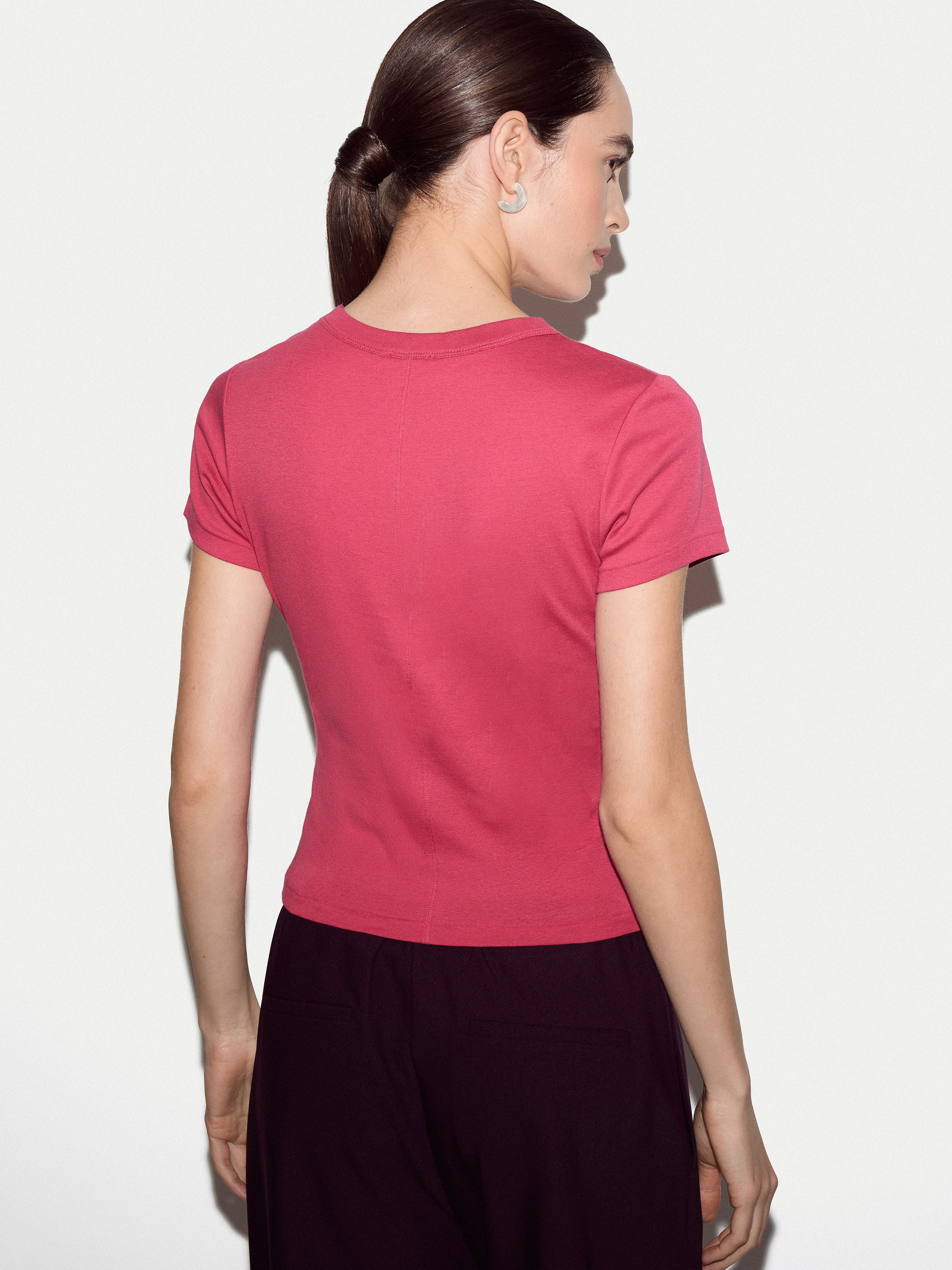 Cotton Fitted T-shirt | Pink - Image 4