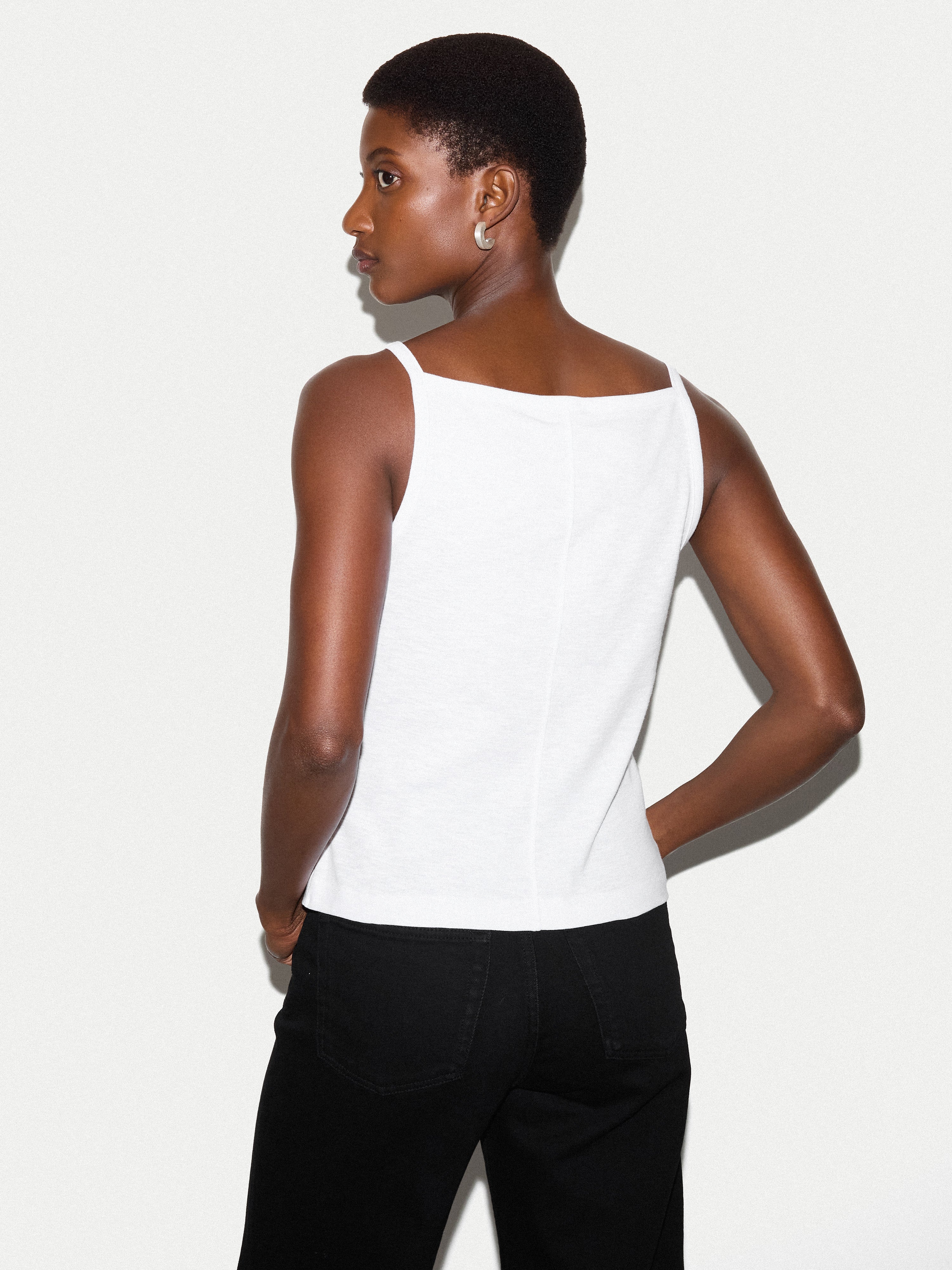 Cotton Luxe Button Cami | White - Image 4