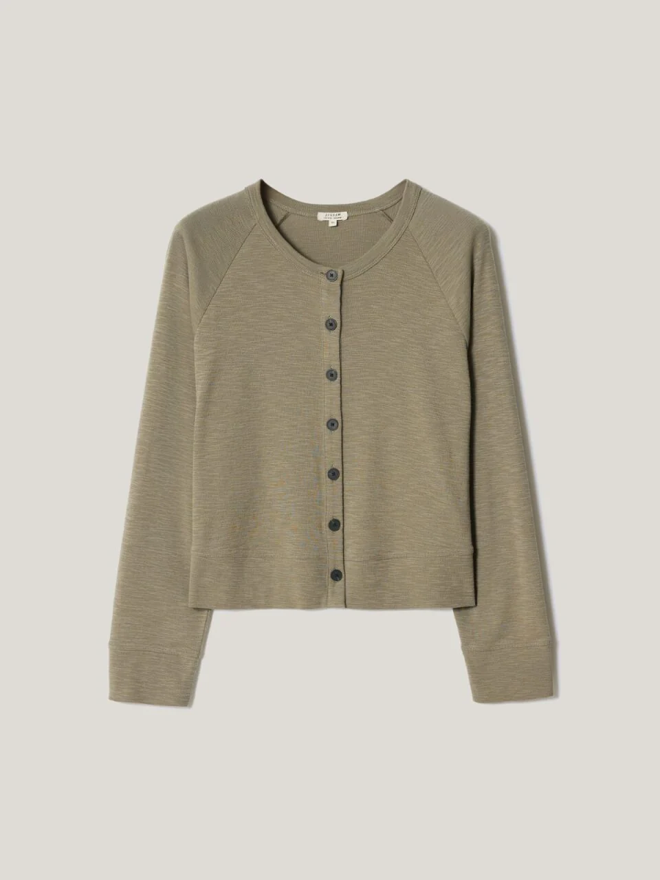 Cotton Luxe Crew Cardigan | Light Khaki - Image 5