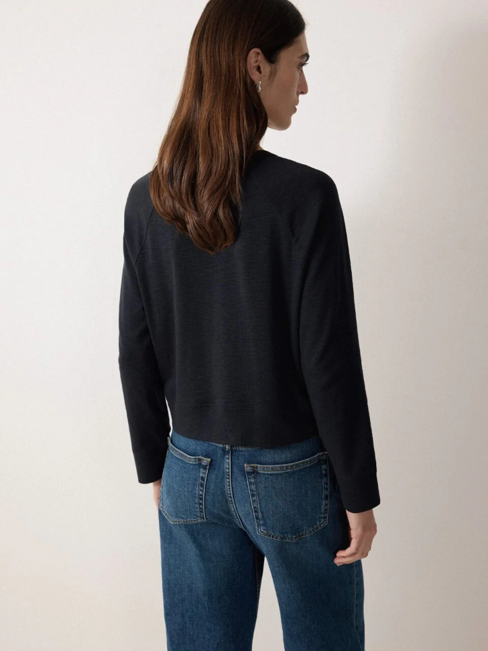 Cotton Luxe Crew Cardigan | Navy - Image 4