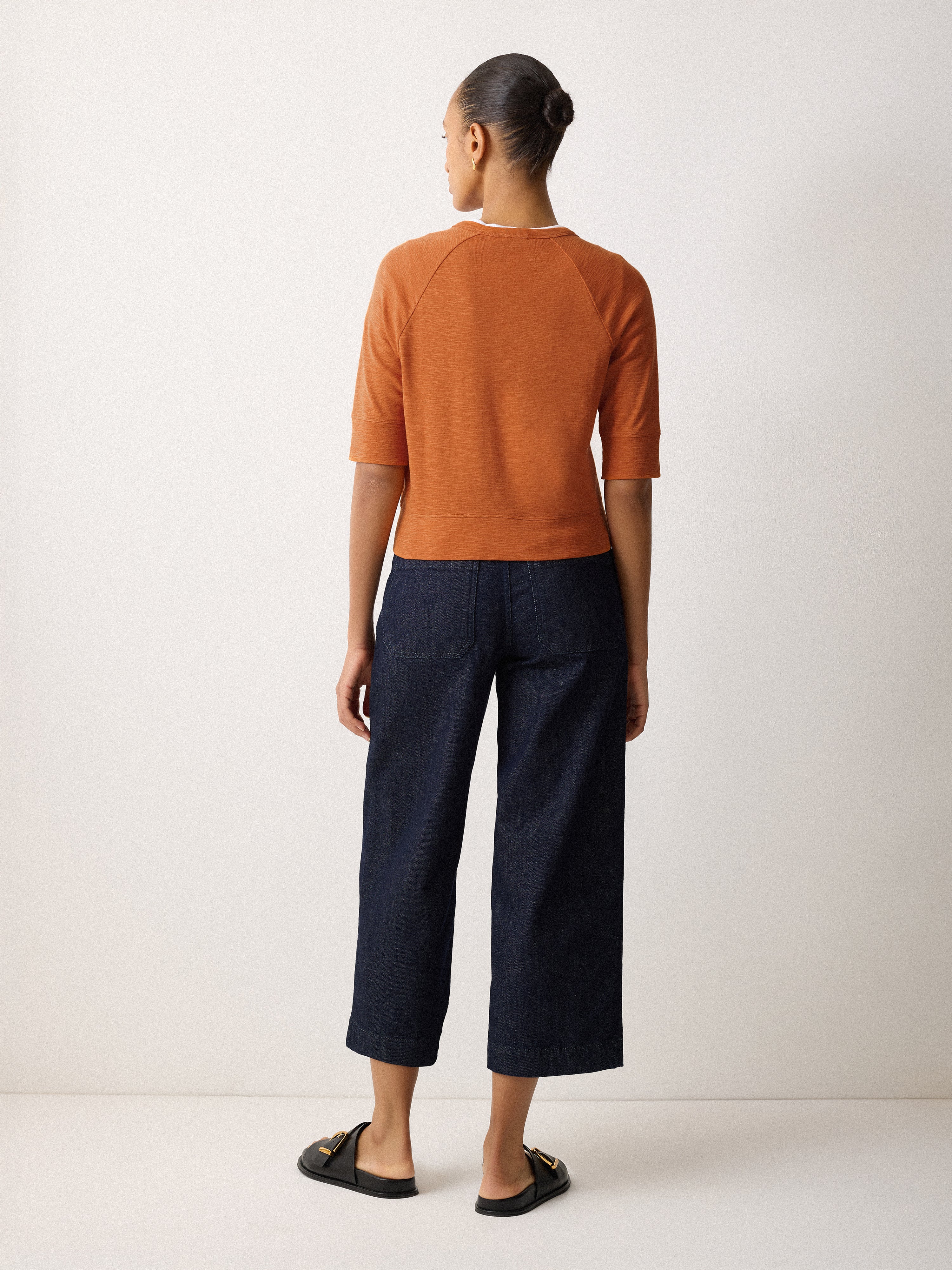 Cotton Luxe Half Sleeve Cardigan | Orange - Image 4