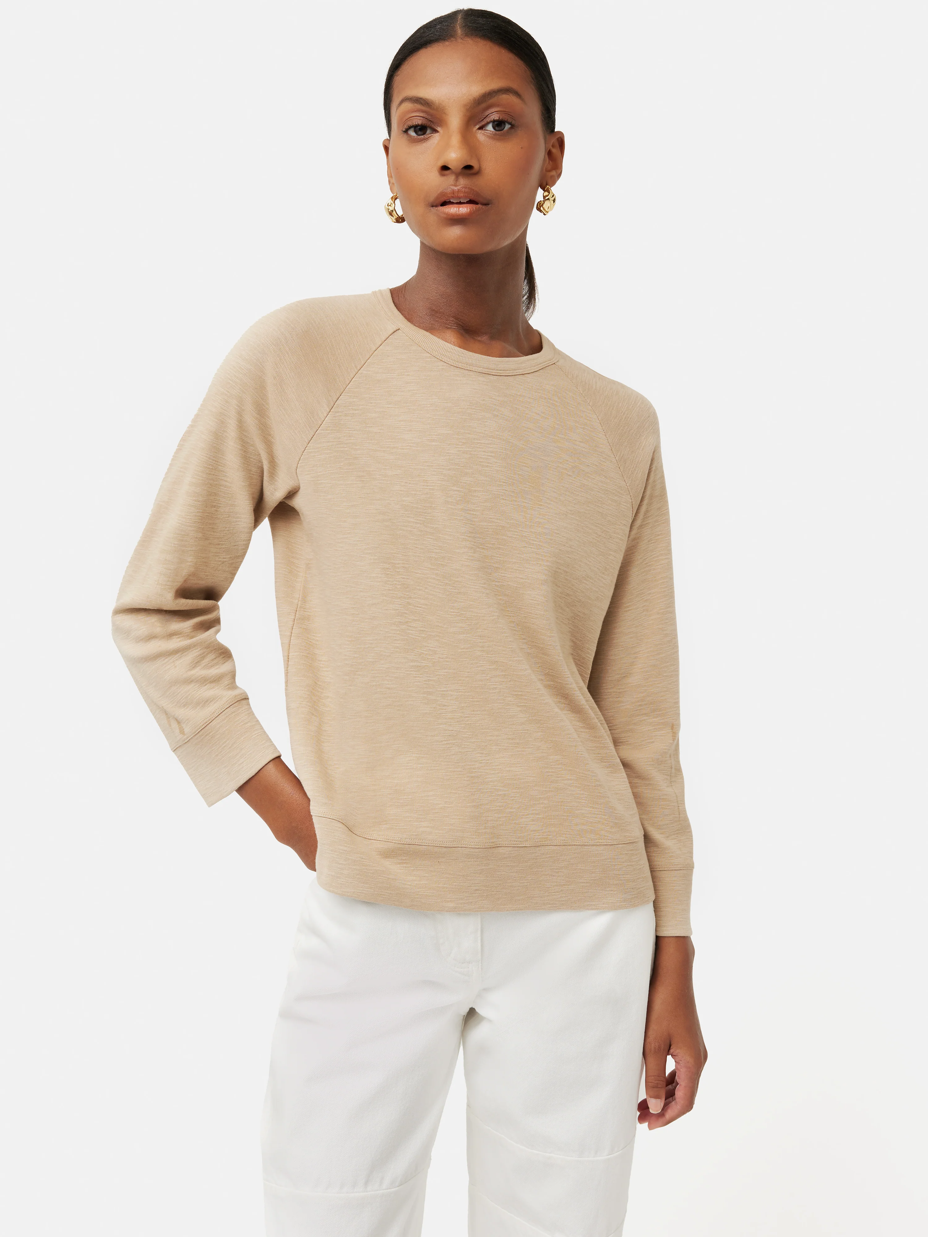 Cotton Luxe Raglan Tee | Beige - Image 4
