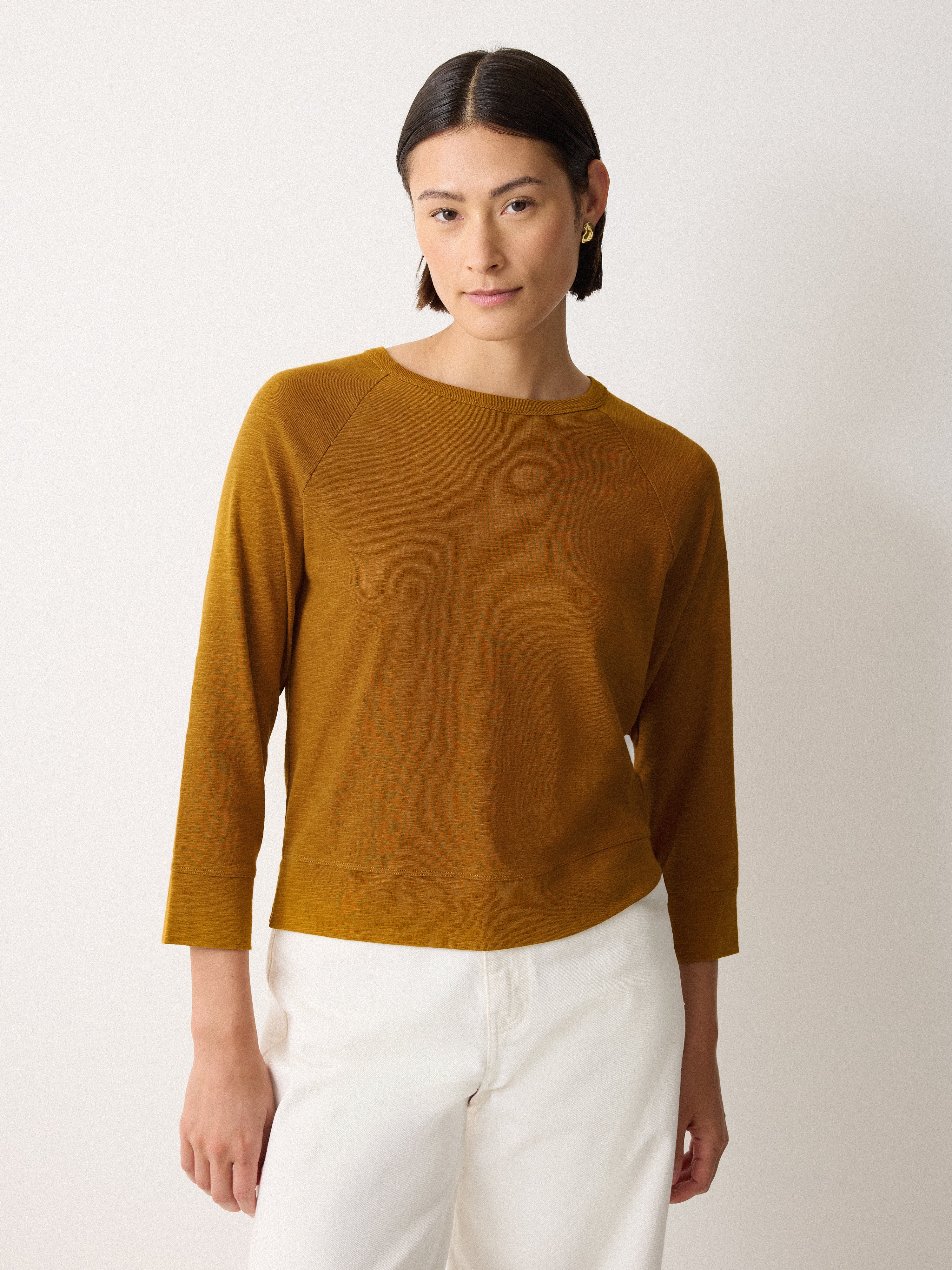 Cotton Luxe Raglan Tee | Golden Ochre - Image 3