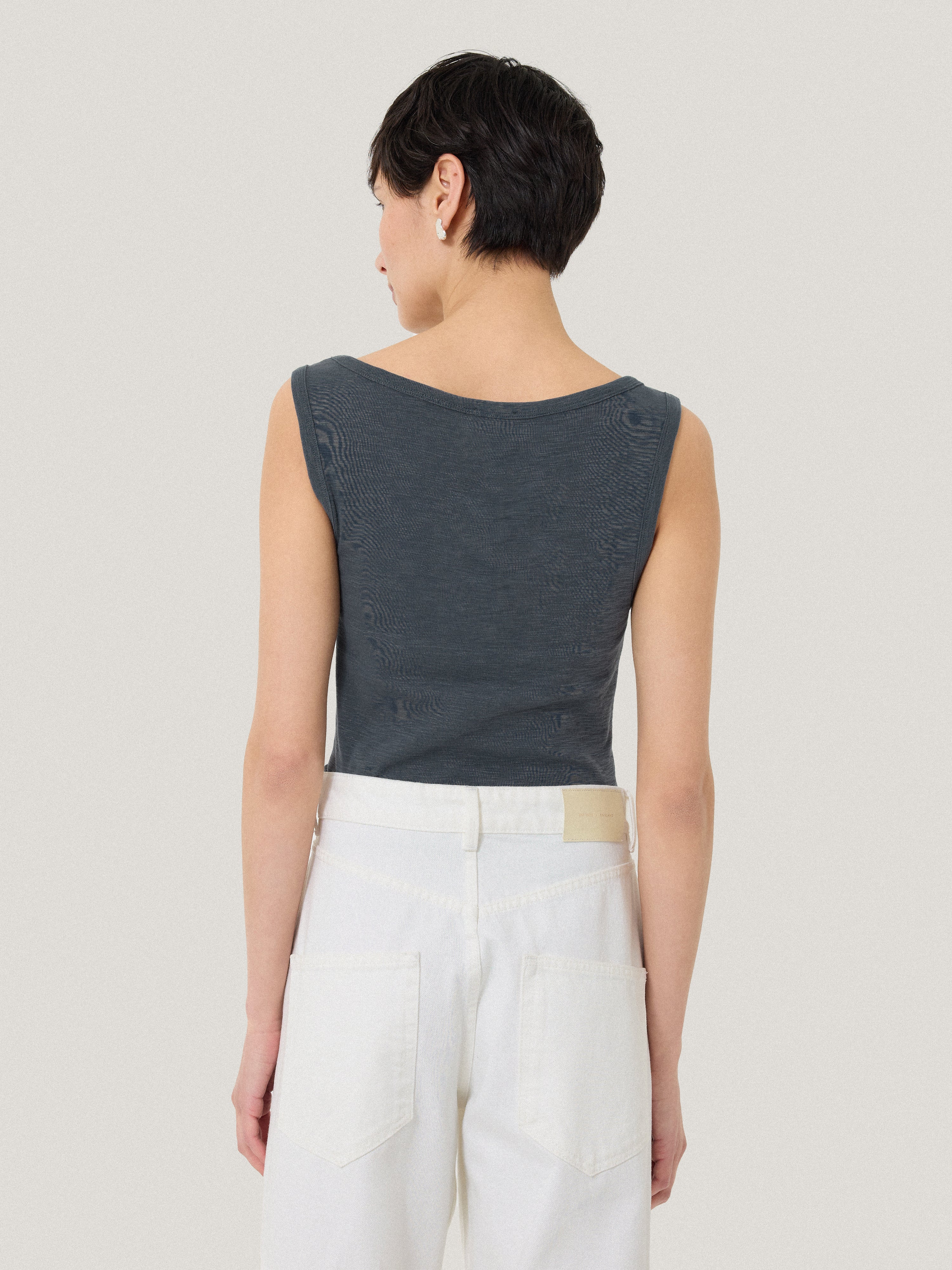 Cotton Luxe Square Neck Tank | Steel Grey - Image 5
