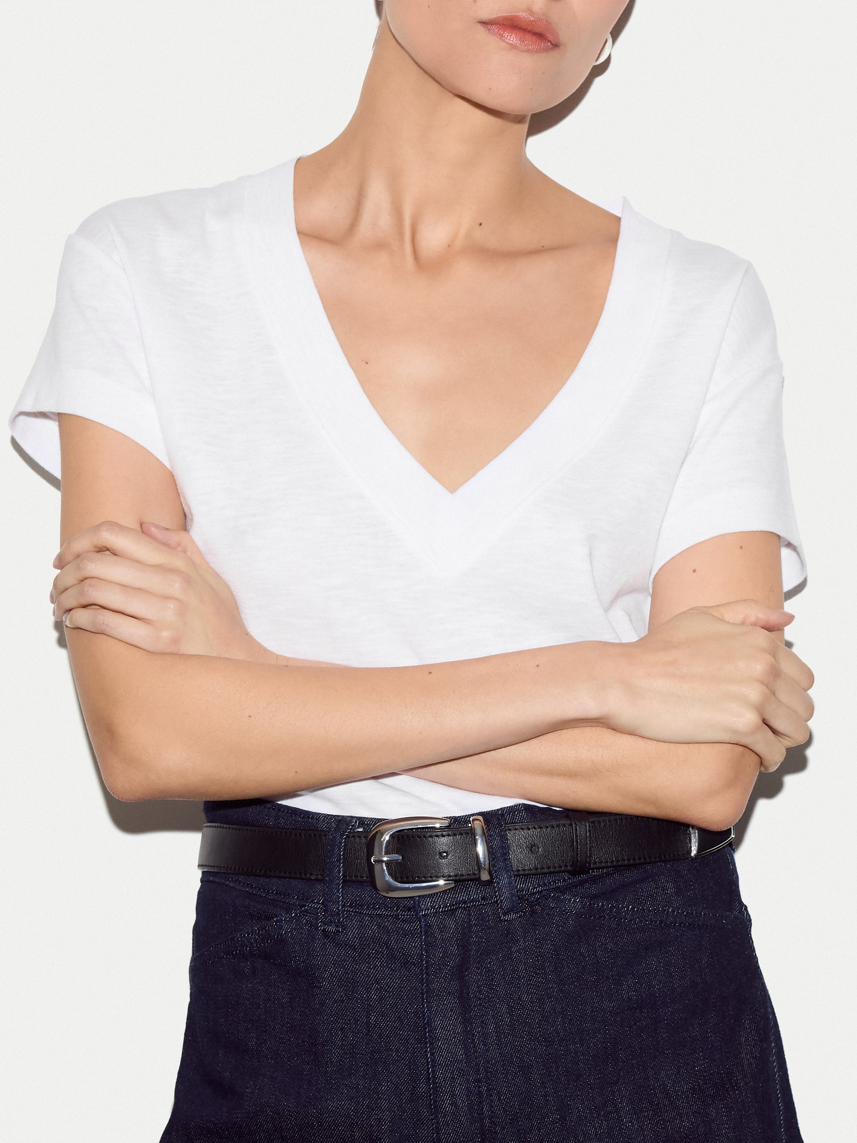 Cotton Luxe V Neck Baby T-shirt | White - Image 3