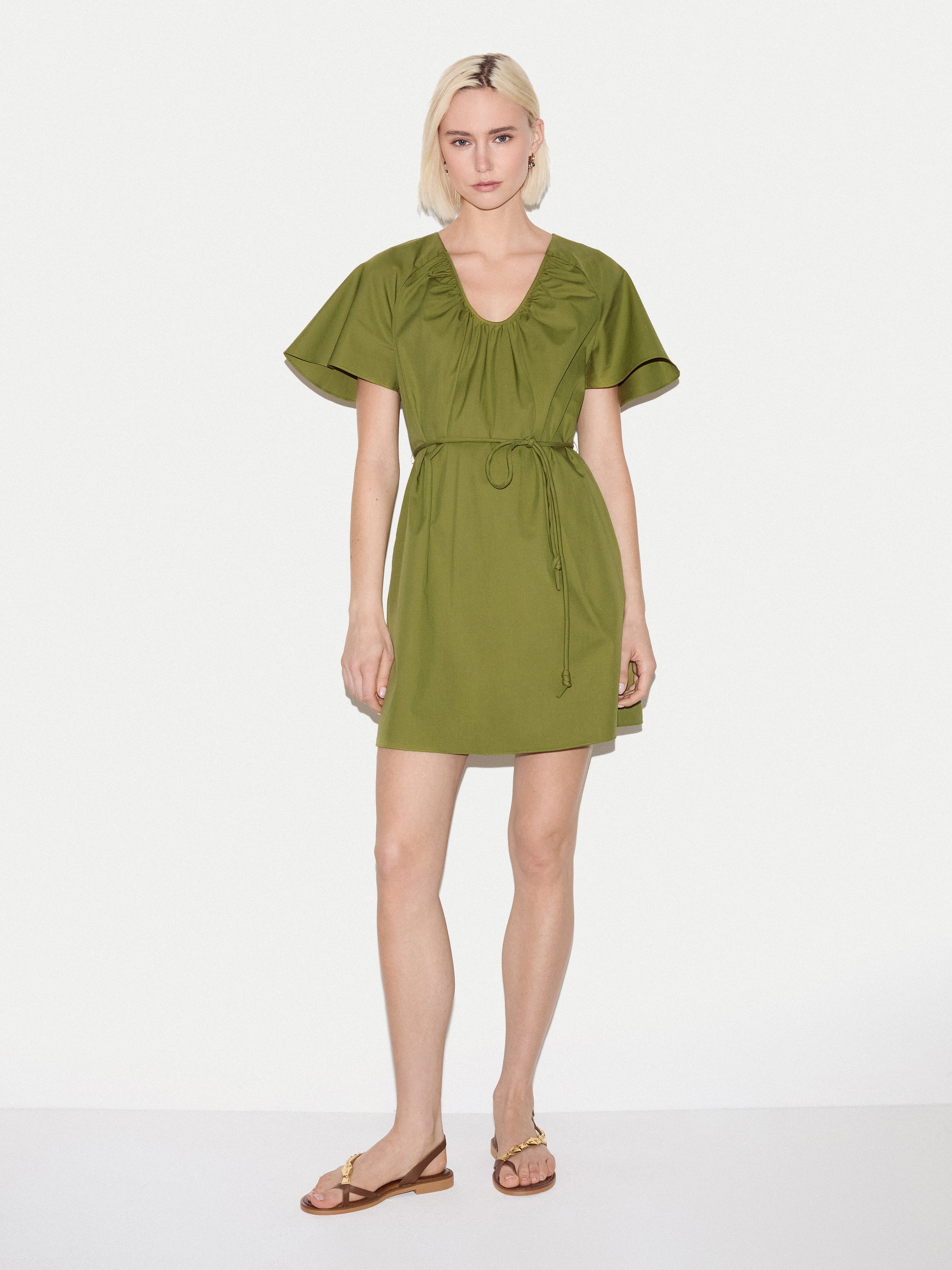 Cotton Lyocell Mini Dress | Green - Image 2