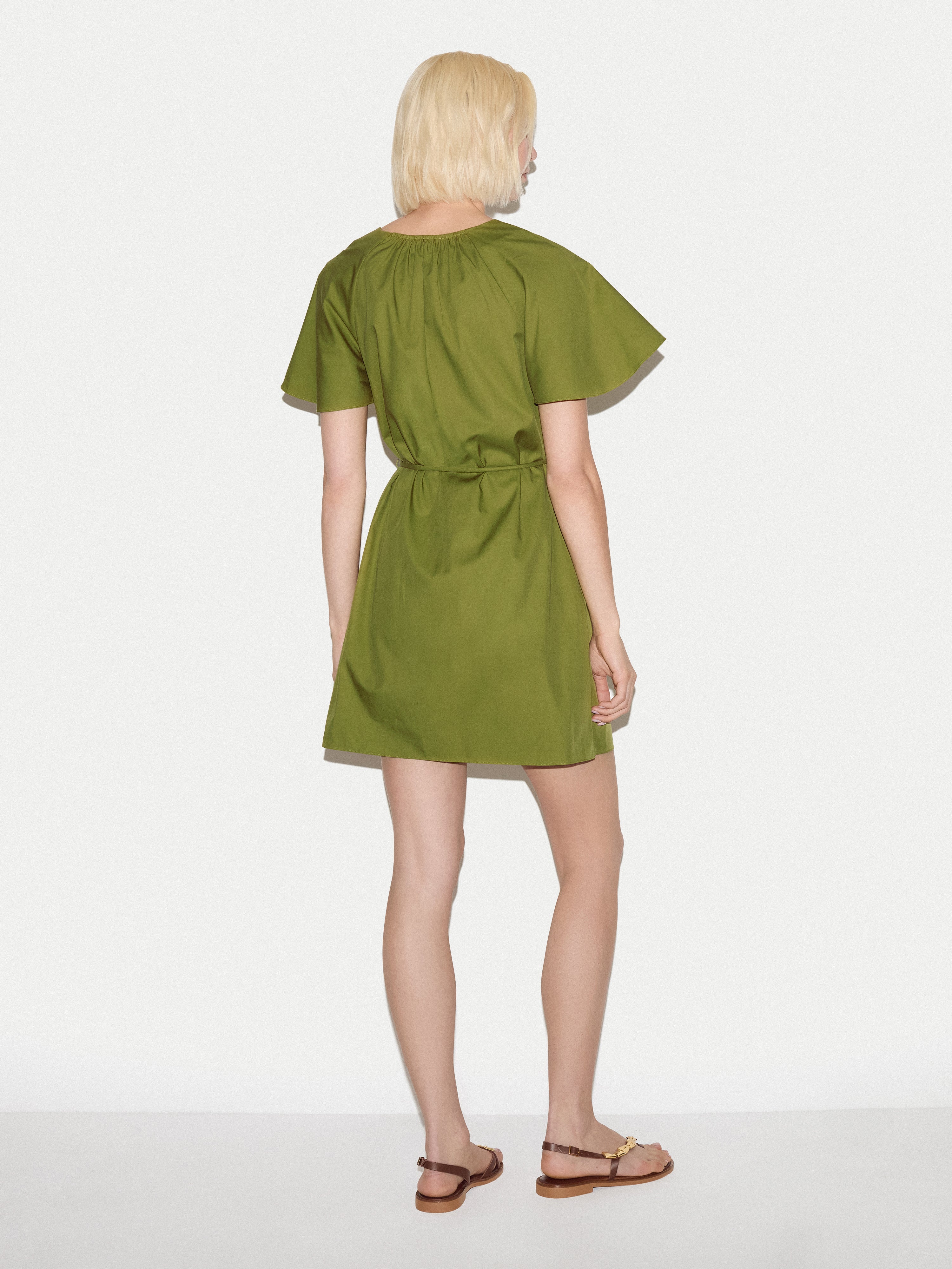 Cotton Lyocell Mini Dress | Green - Image 4