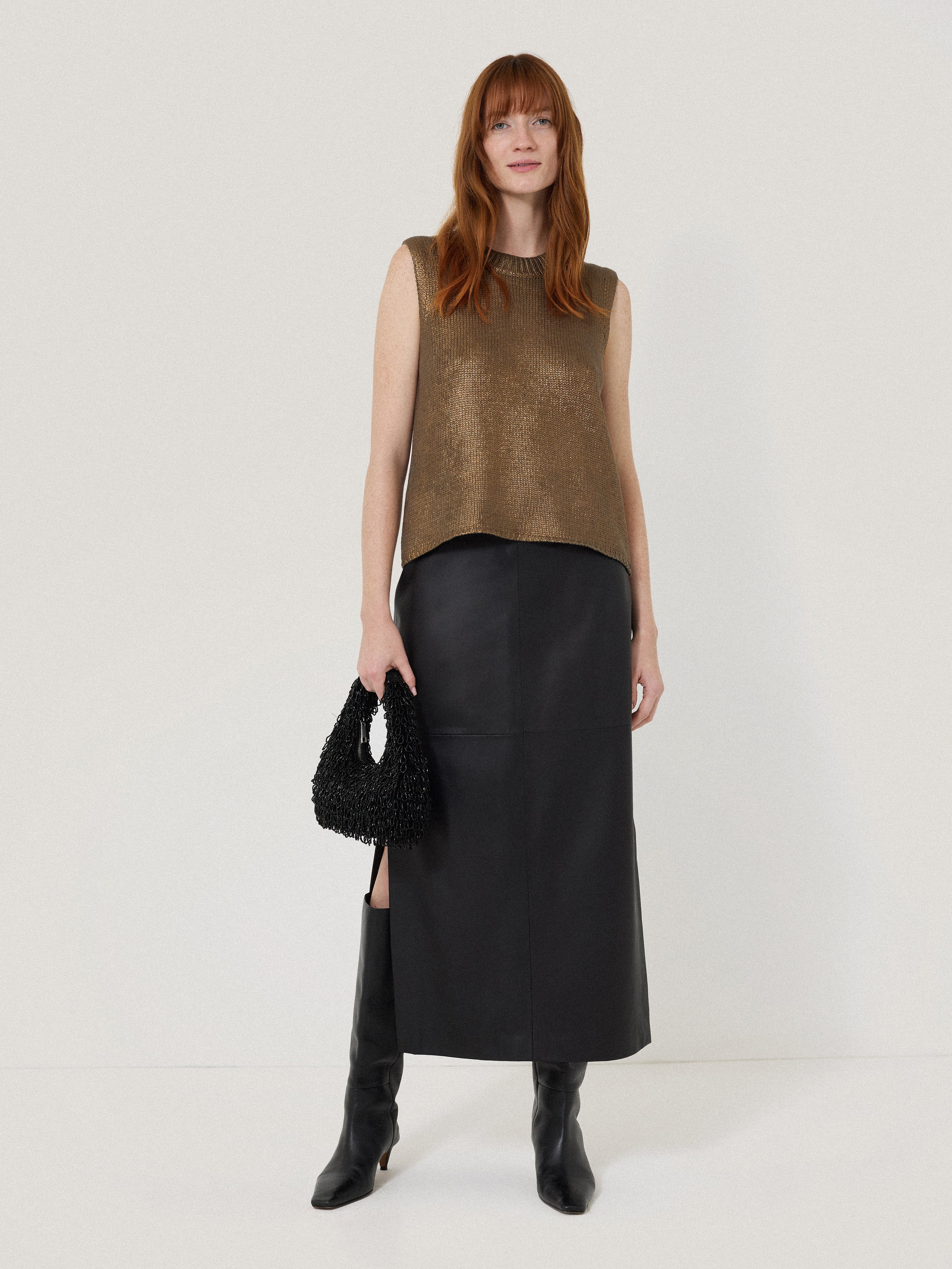 Cotton Metallic Crew Tank | Gold - Image 6