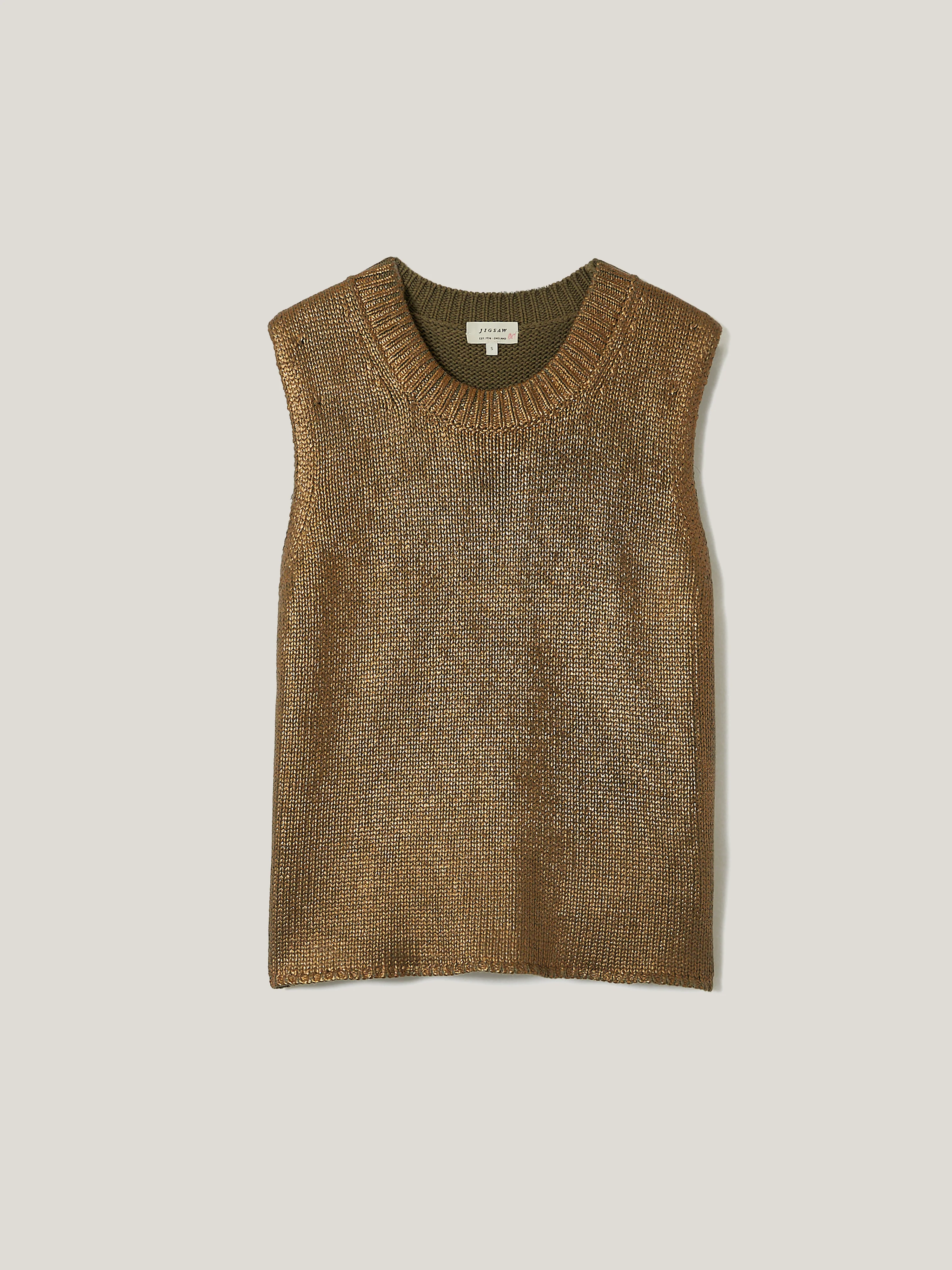 Cotton Metallic Crew Tank | Gold - Image 8