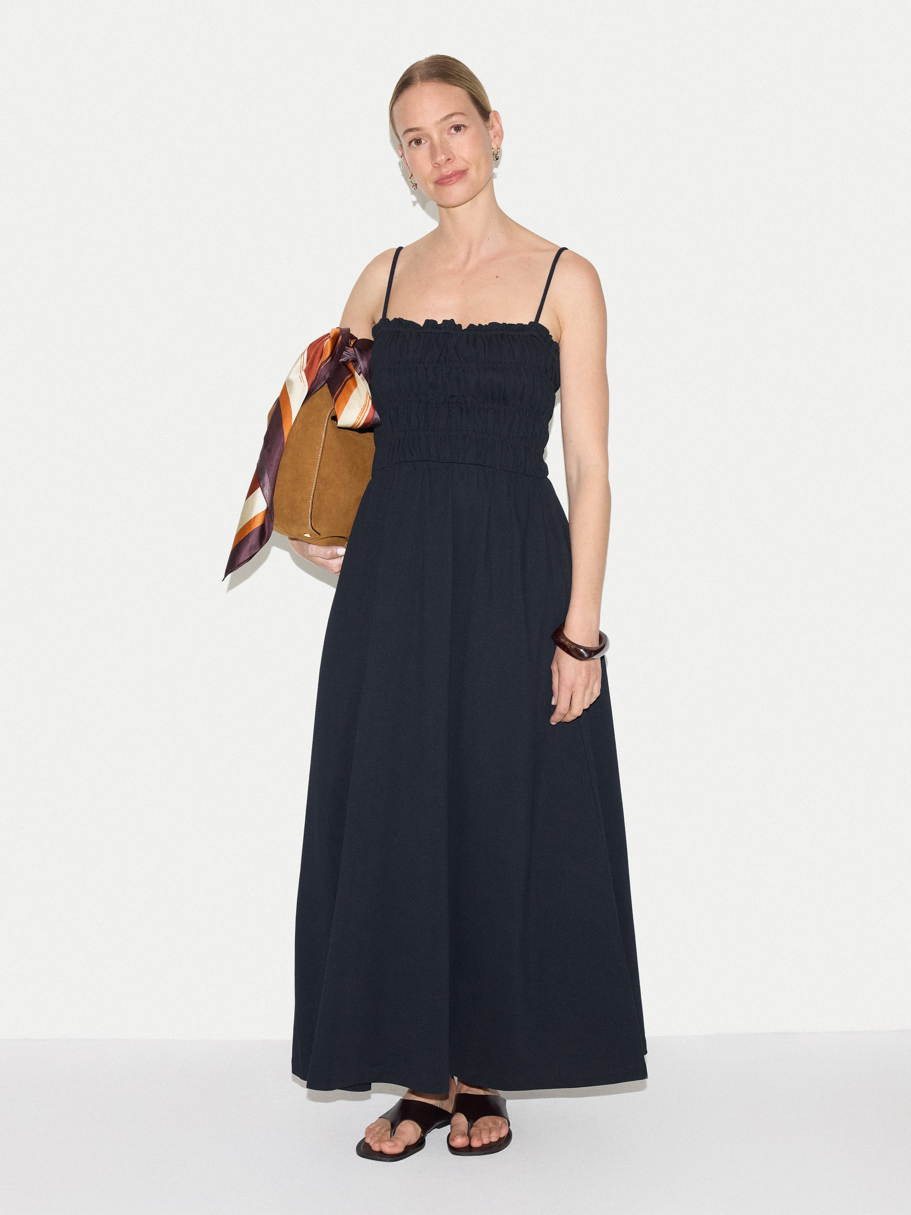 Cotton Pique Sundress | Navy - Image 4