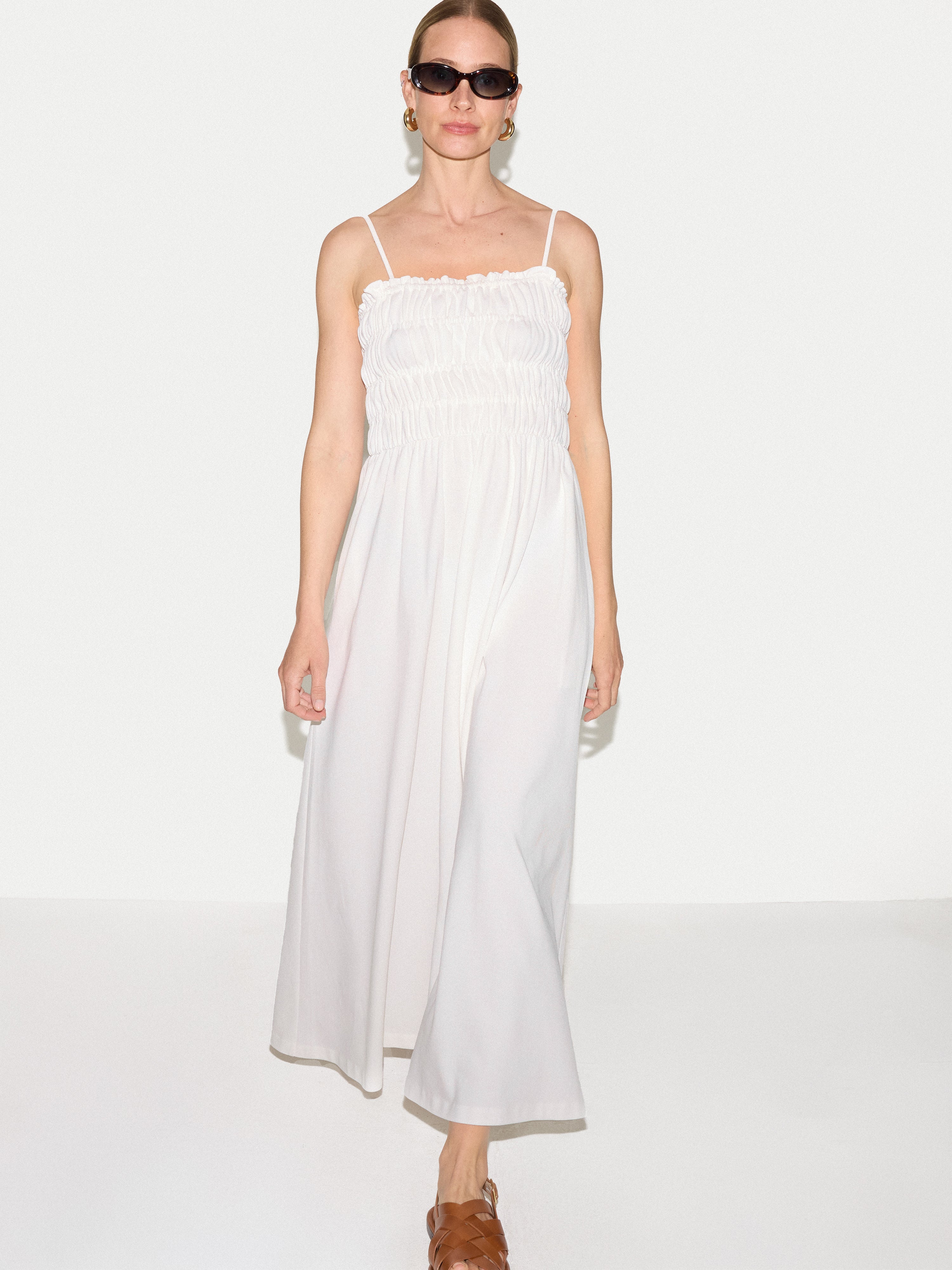 Cotton Pique Sundress | White - Image 4
