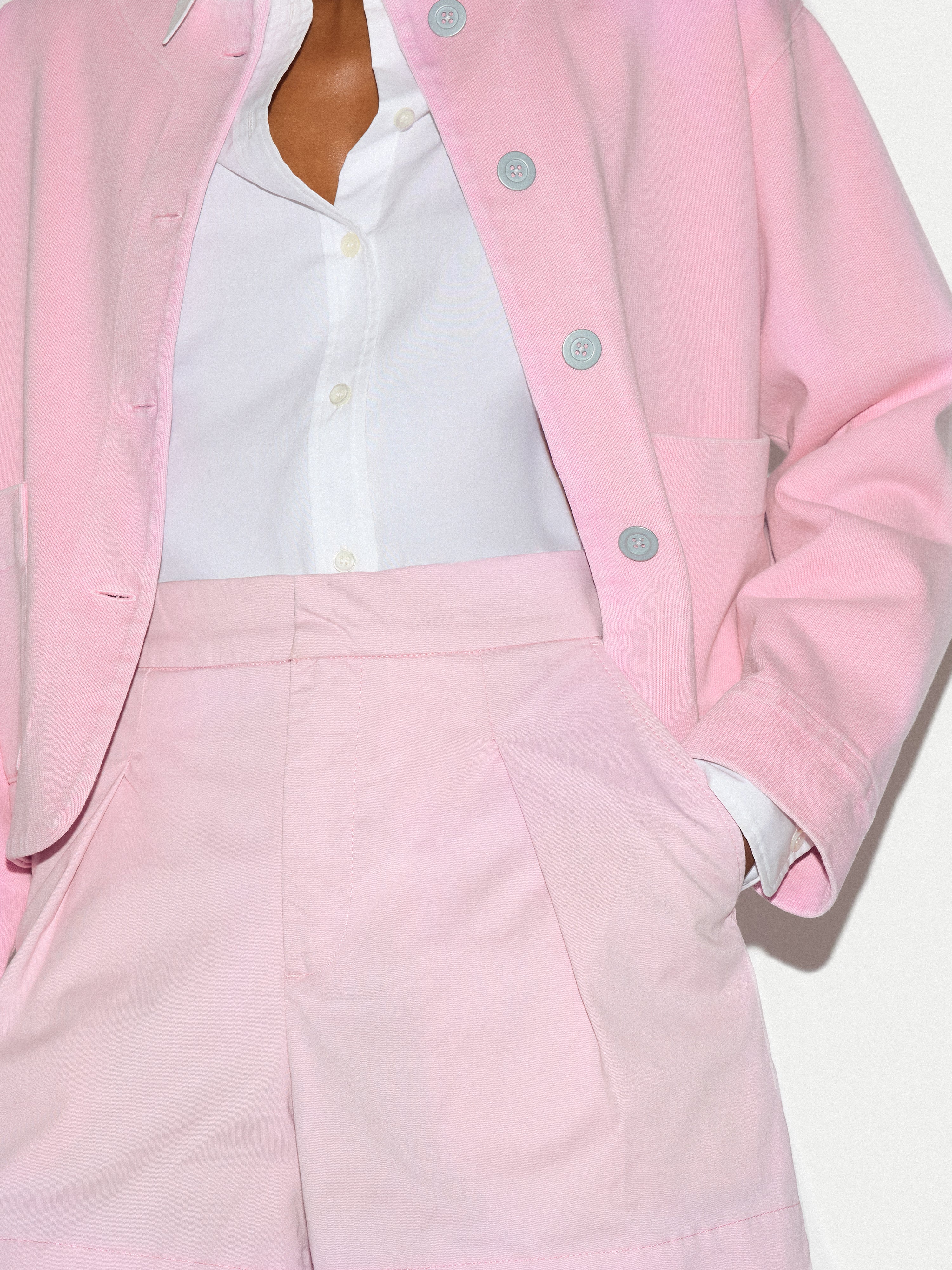 Cotton Pleat Front Chino Short | Pink - Image 3