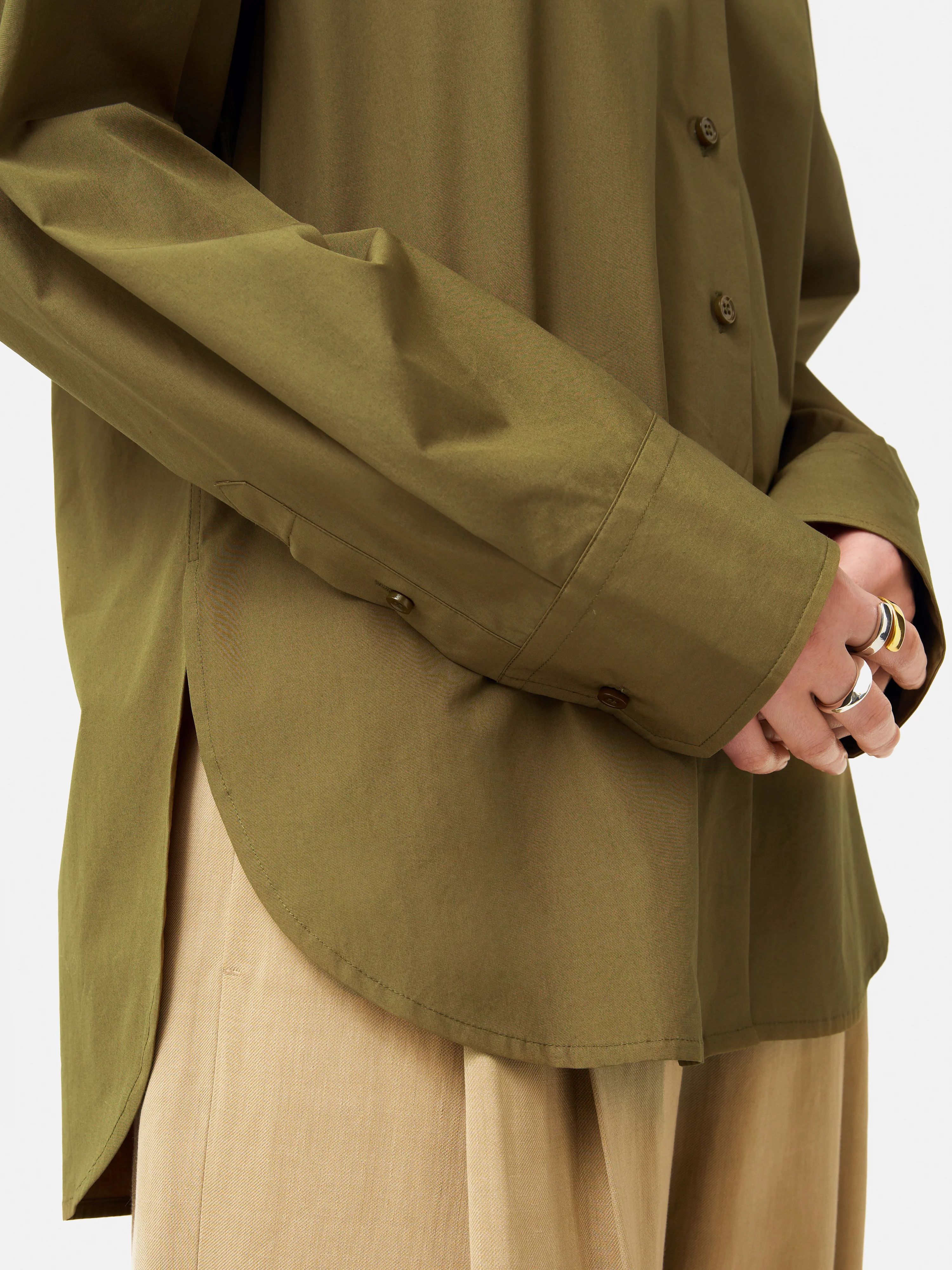 Cotton Poplin Shirt | Khaki - Image 4
