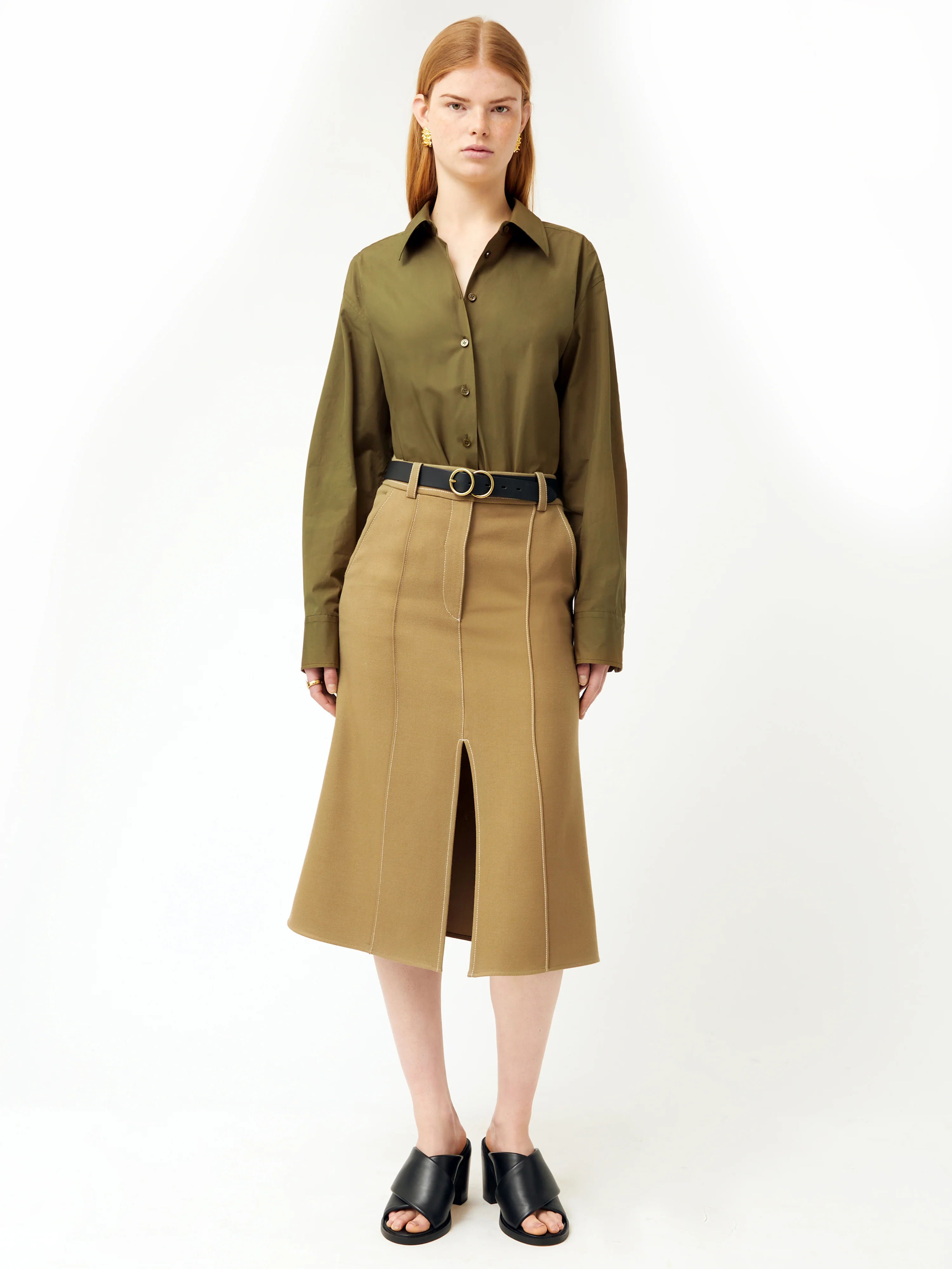 Cotton Poplin Shirt | Khaki - Image 7