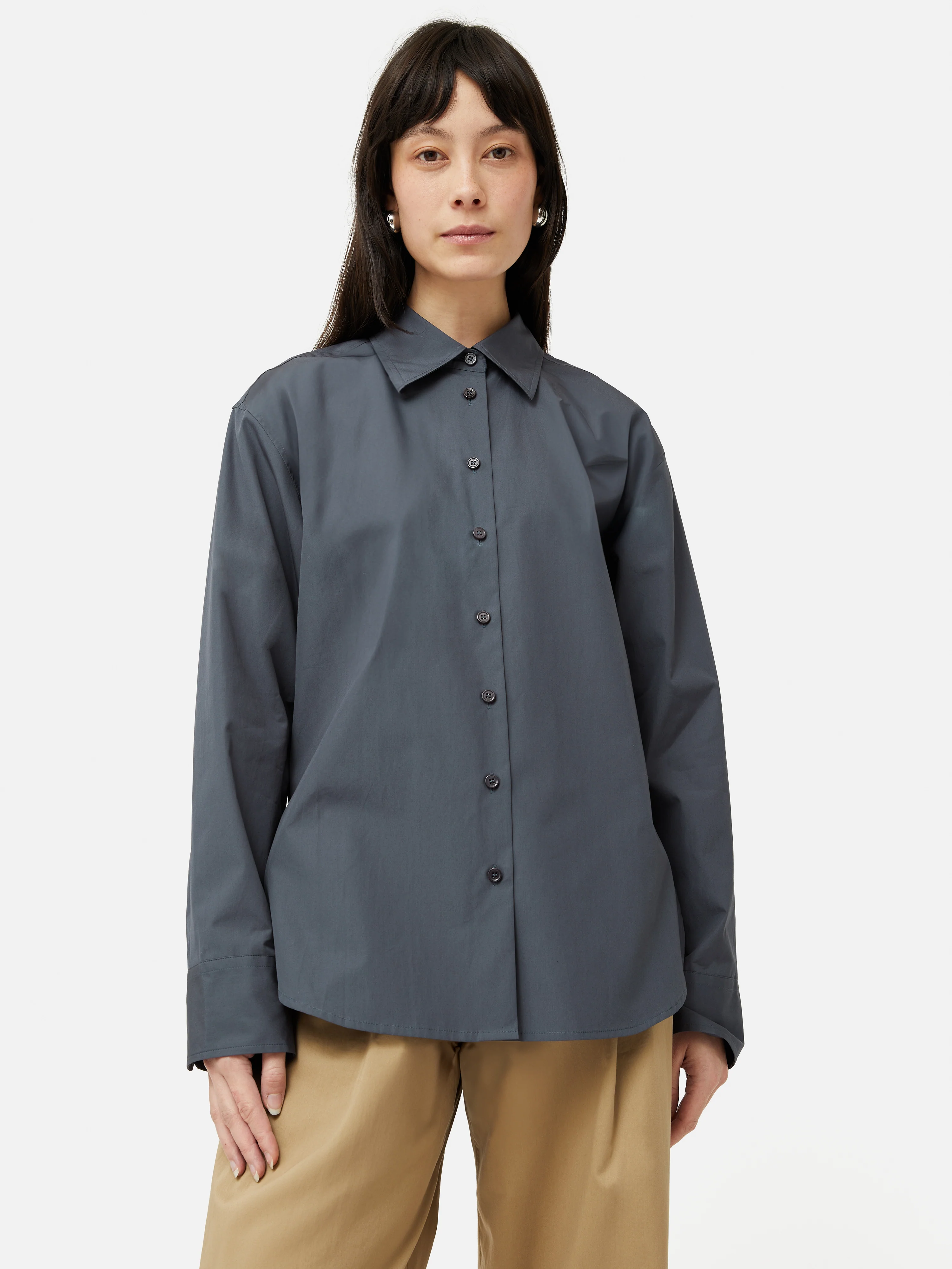 Cotton Poplin Shirt | Navy - Image 6