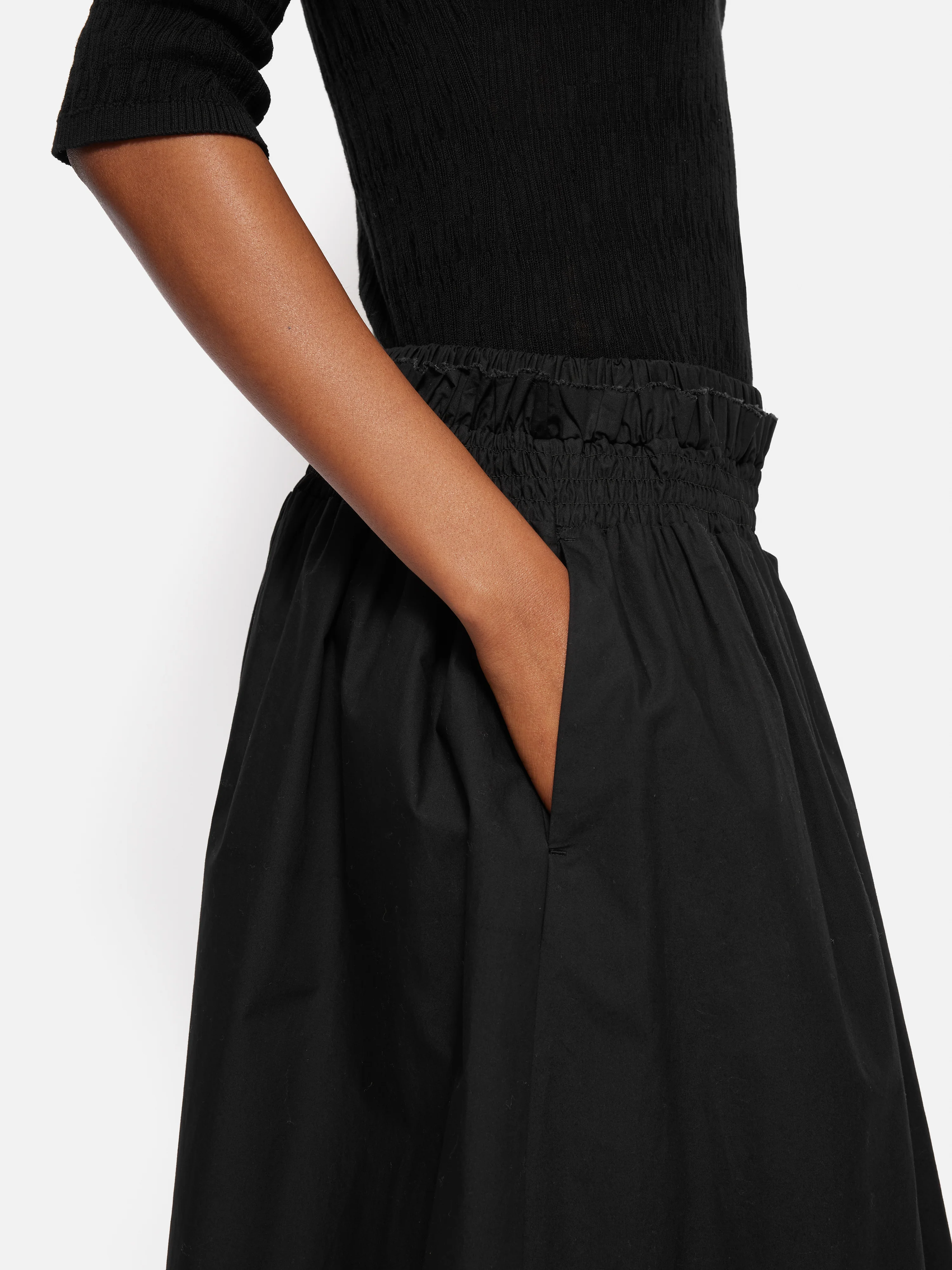 Cotton Poplin Skirt | Black - Image 2