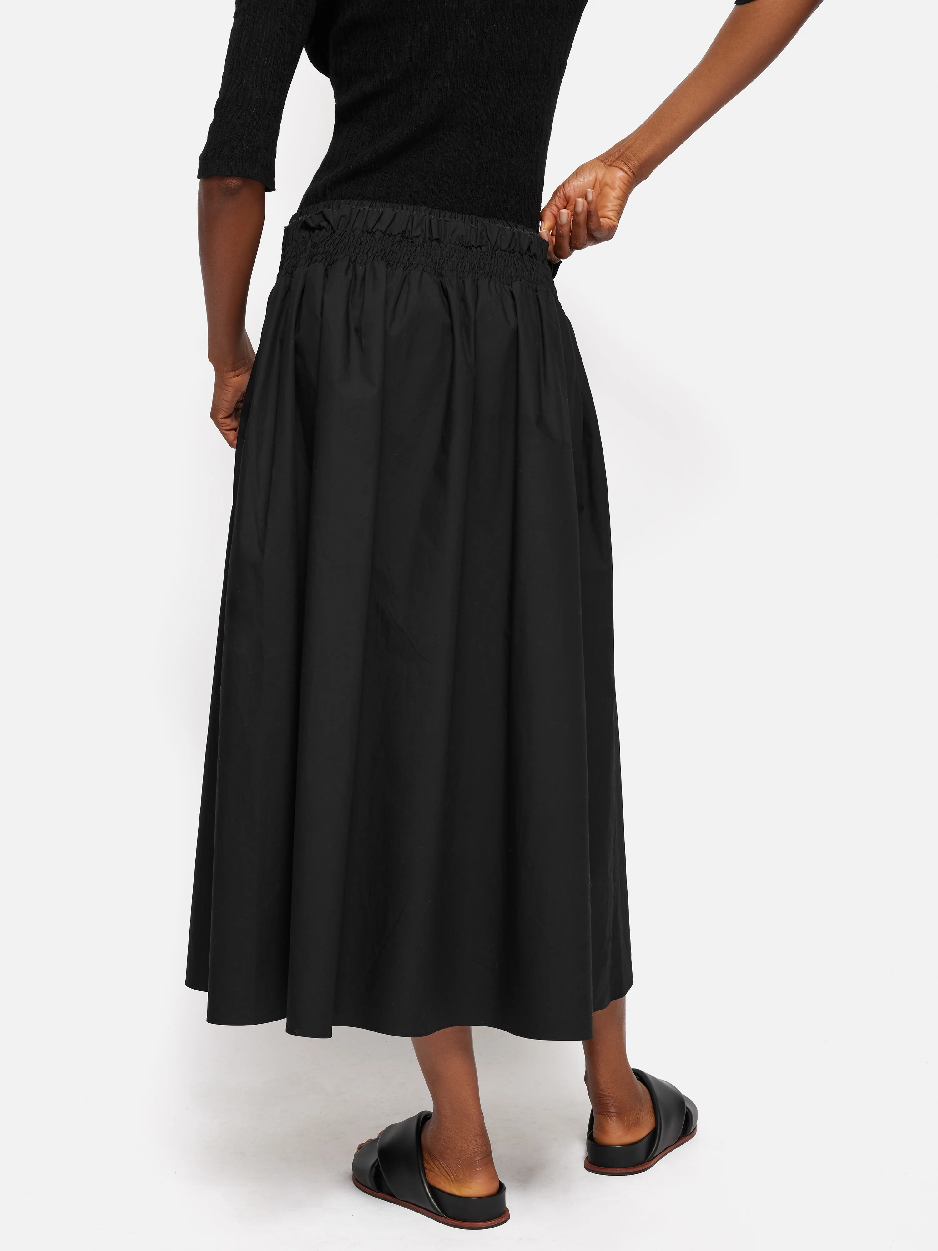 Cotton Poplin Skirt | Black - Image 5