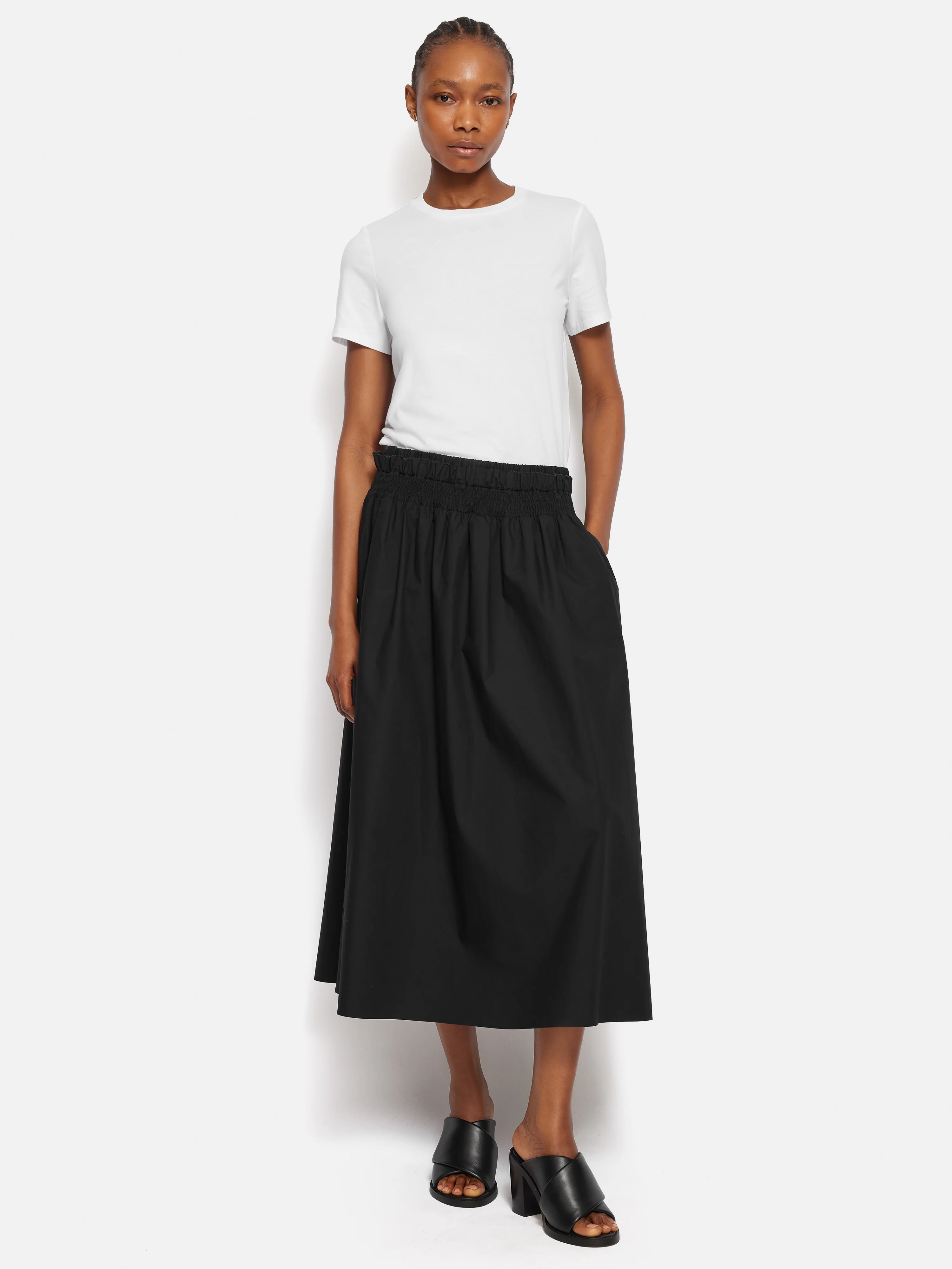 Cotton Poplin Skirt | Black - Image 6