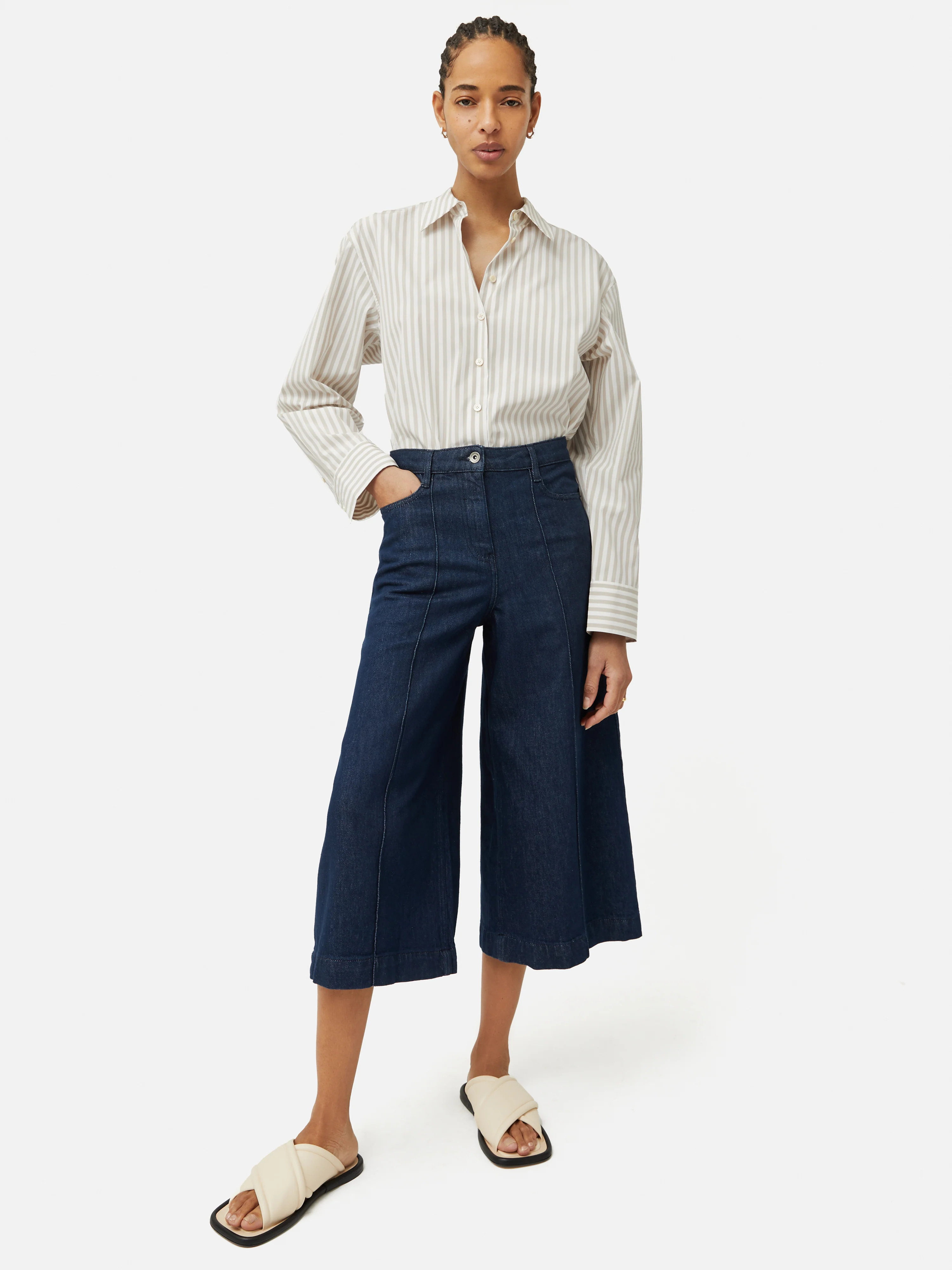 Cotton Poplin Stripe Shirt | Taupe - Image 3