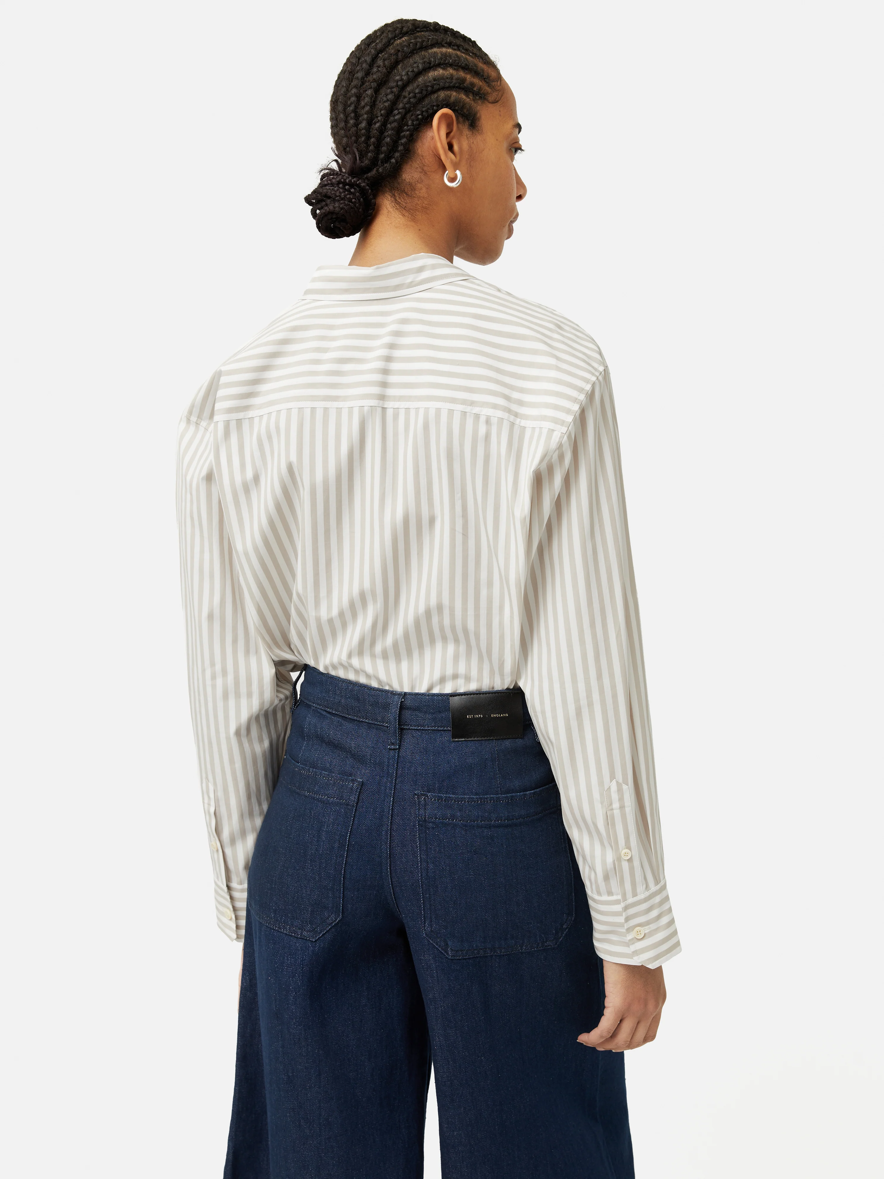 Cotton Poplin Stripe Shirt | Taupe - Image 5