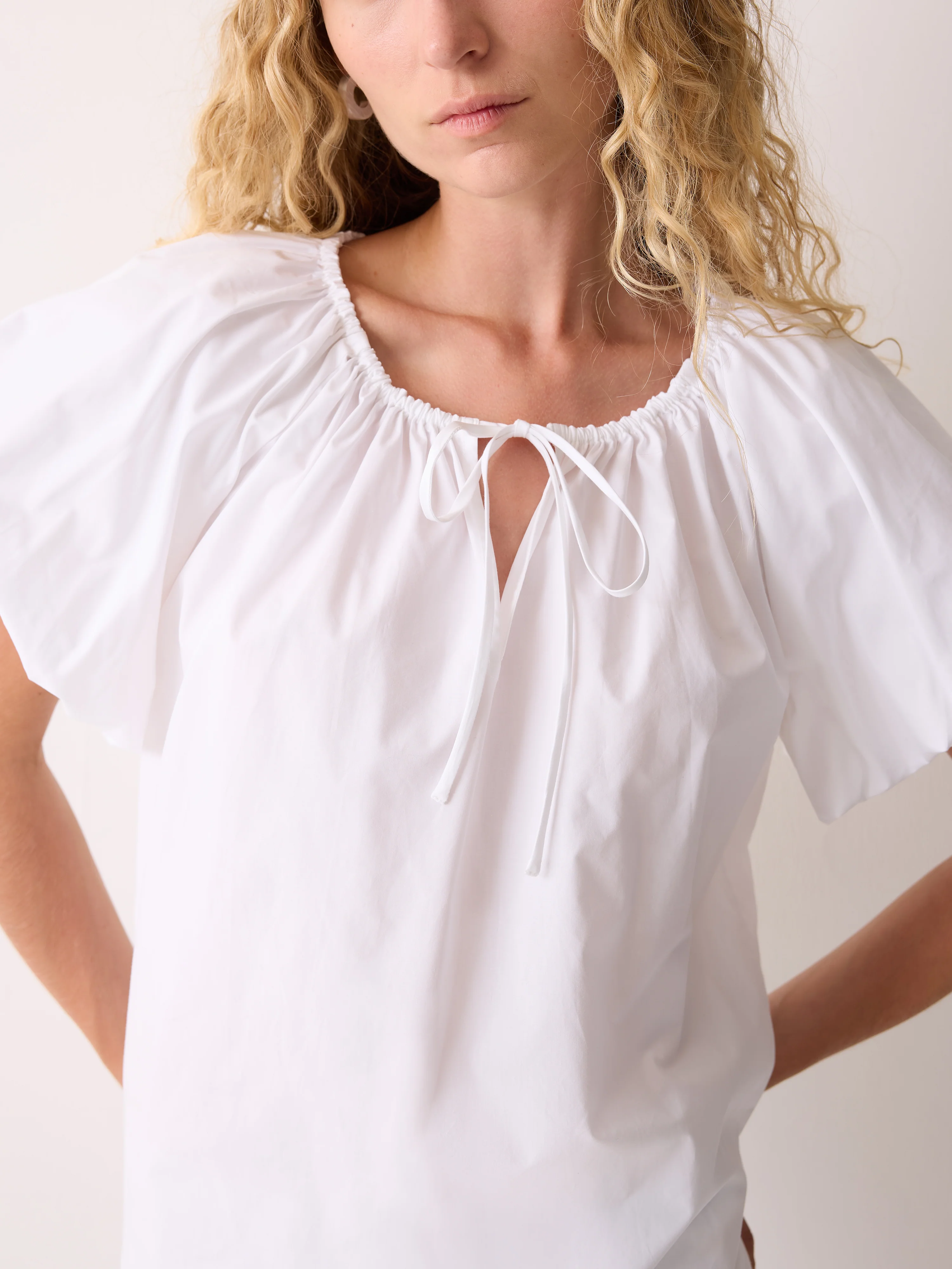 Cotton Puff Sleeve Top | White - Image 2