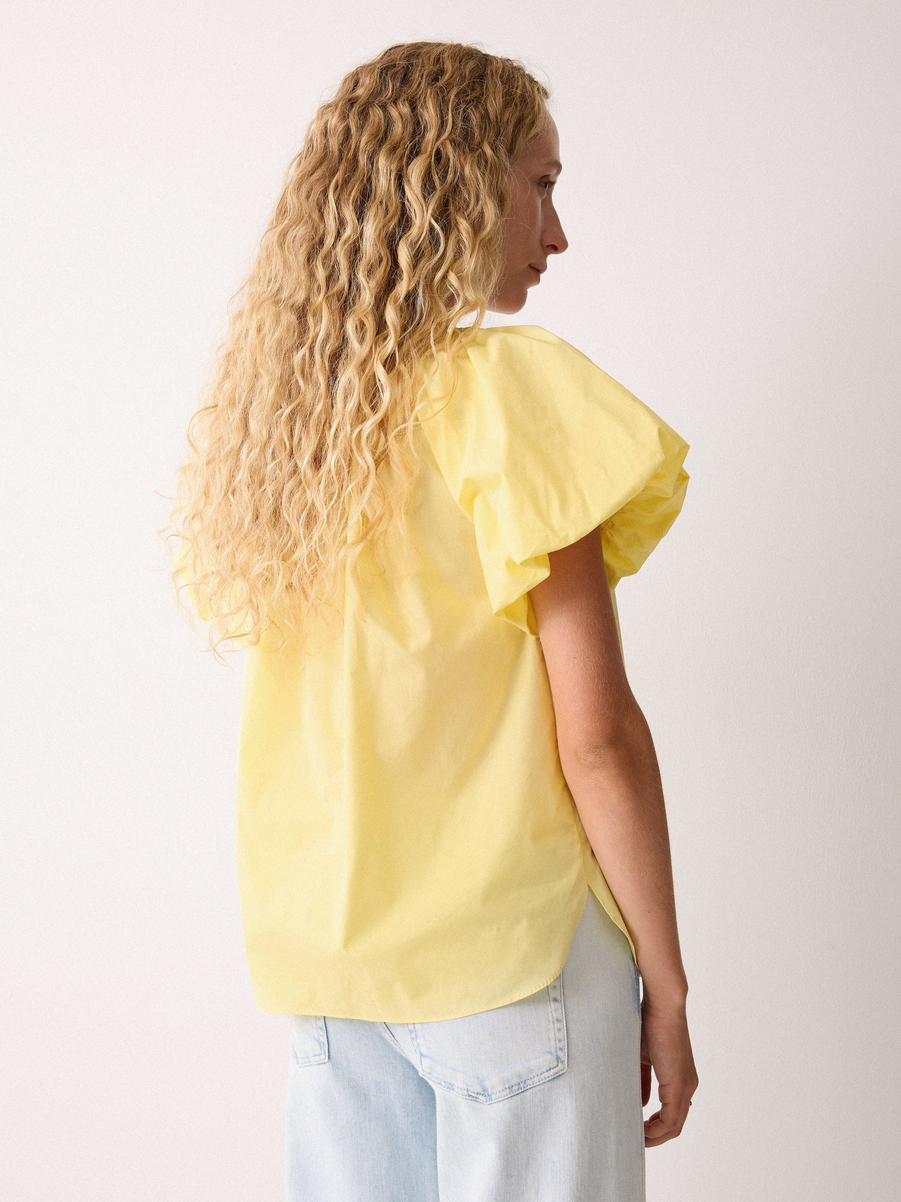 Cotton Puff Sleeve Top | Yellow - Image 4