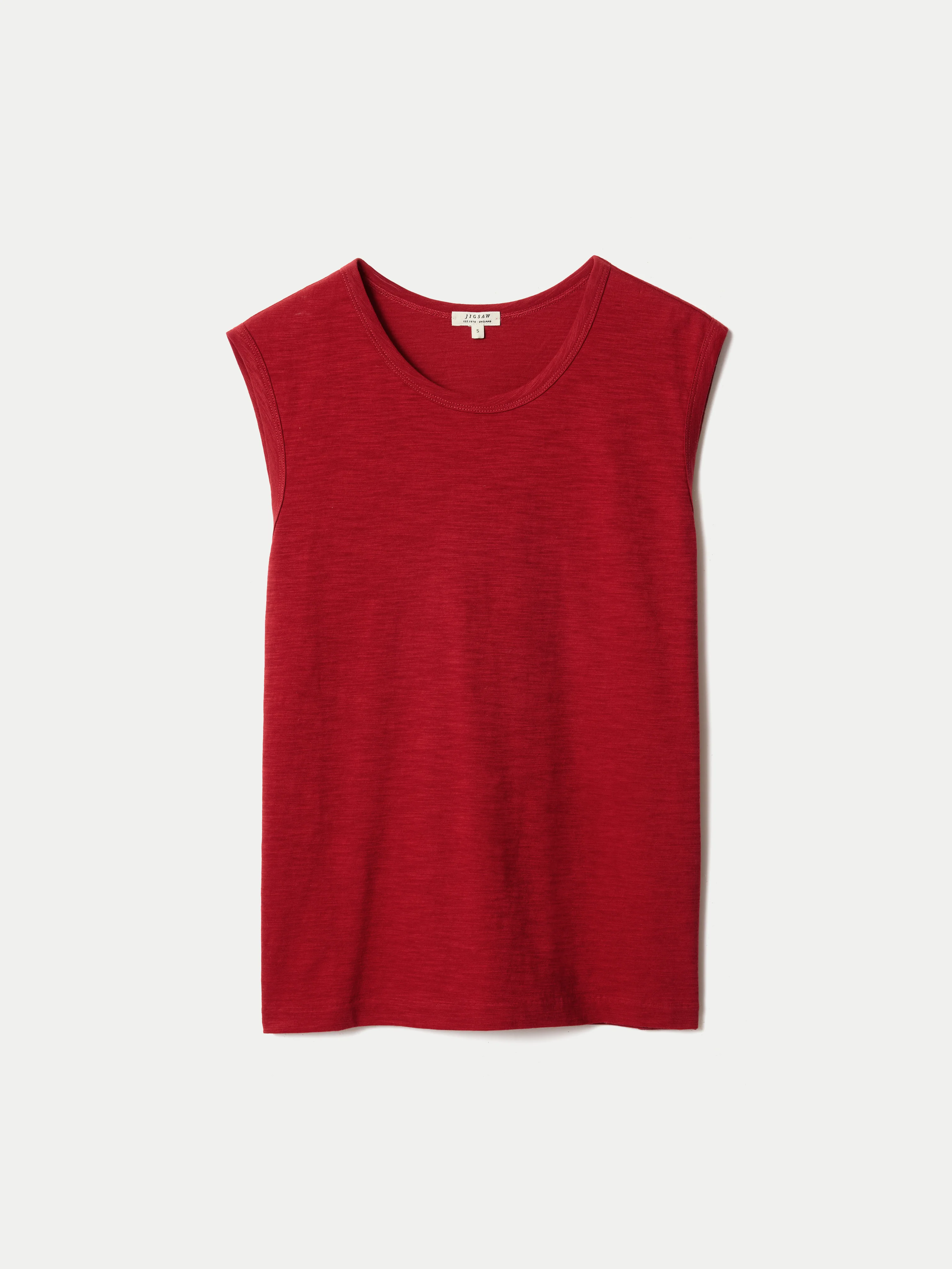 Cotton Scoop Slub Tank | Red - Image 5