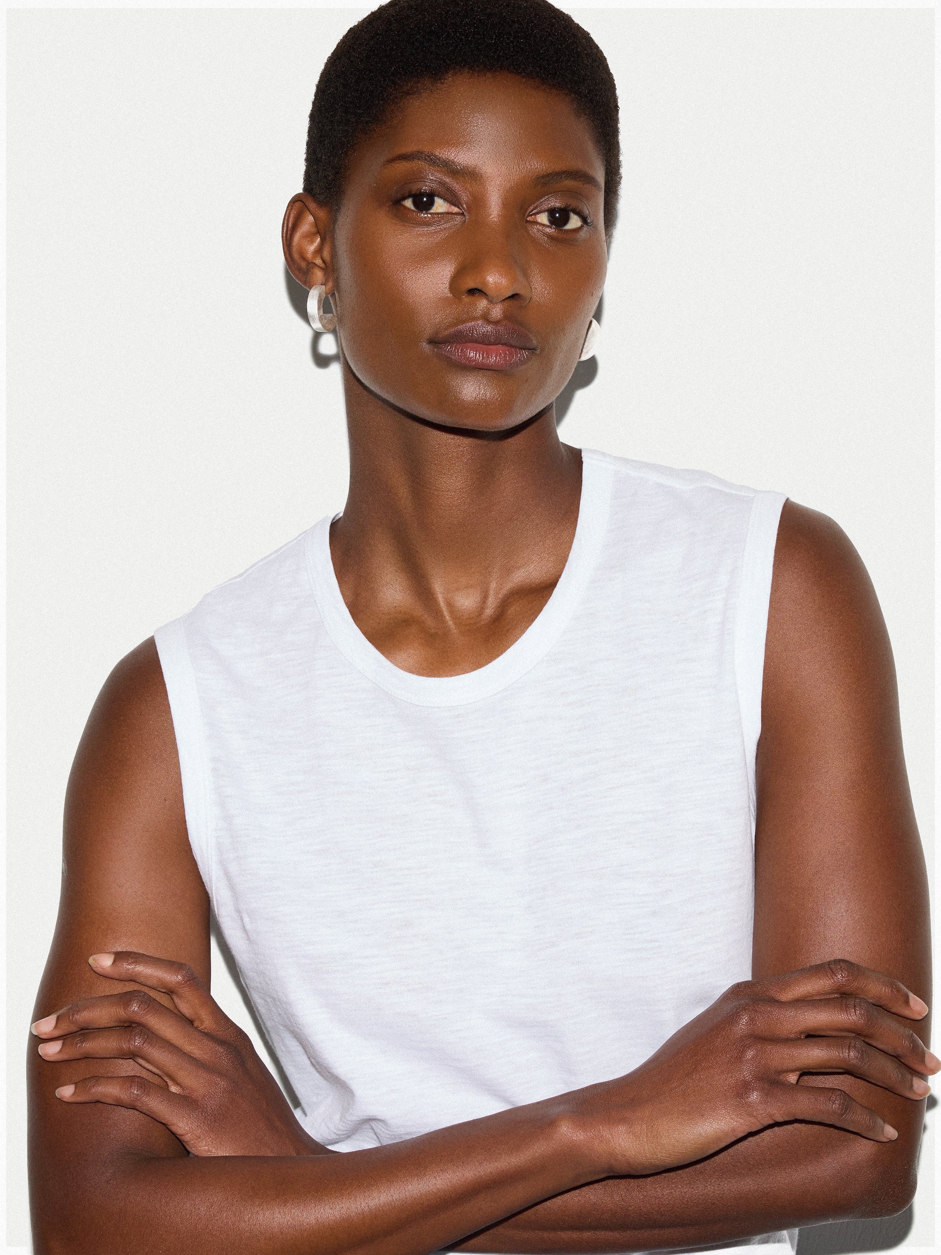 Cotton Scoop Slub Tank | White - Image 2