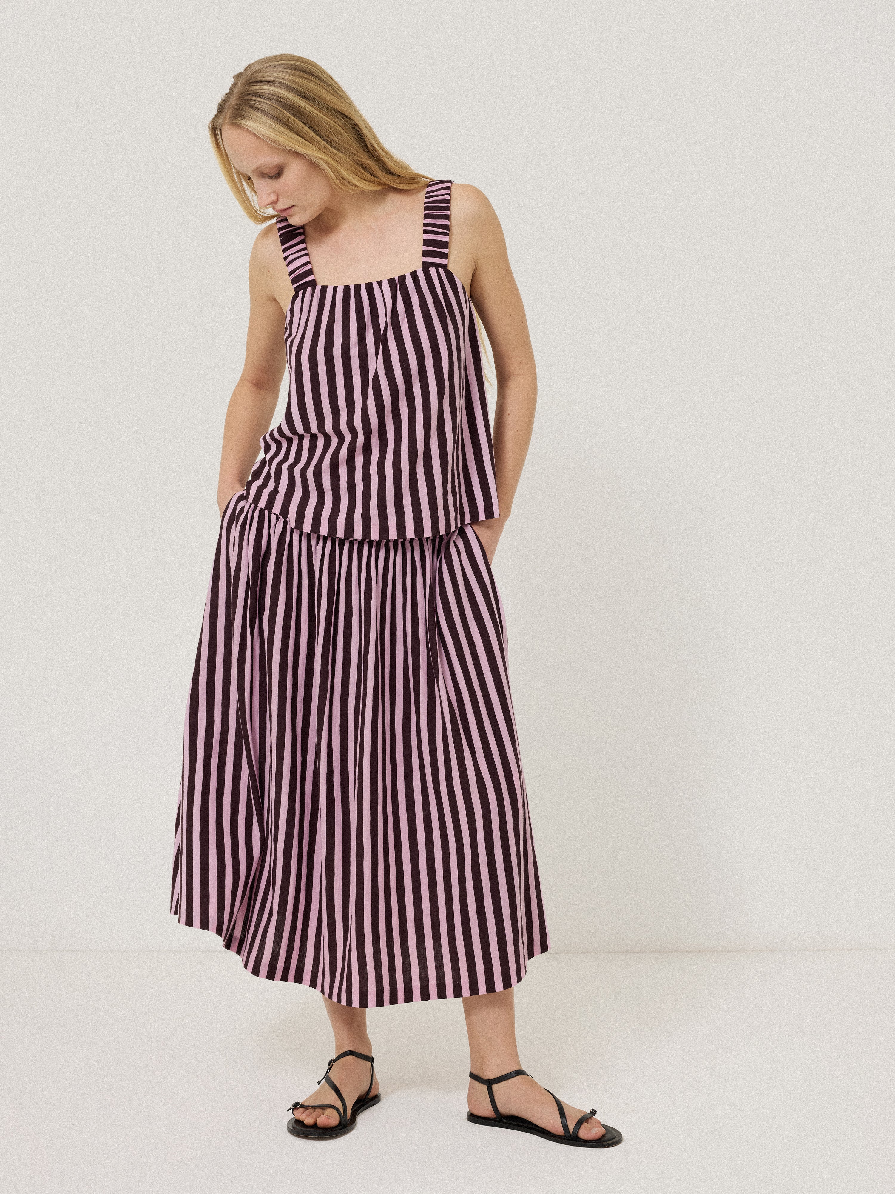 Cotton Slub Stripe Cami | Oxblood - Image 3