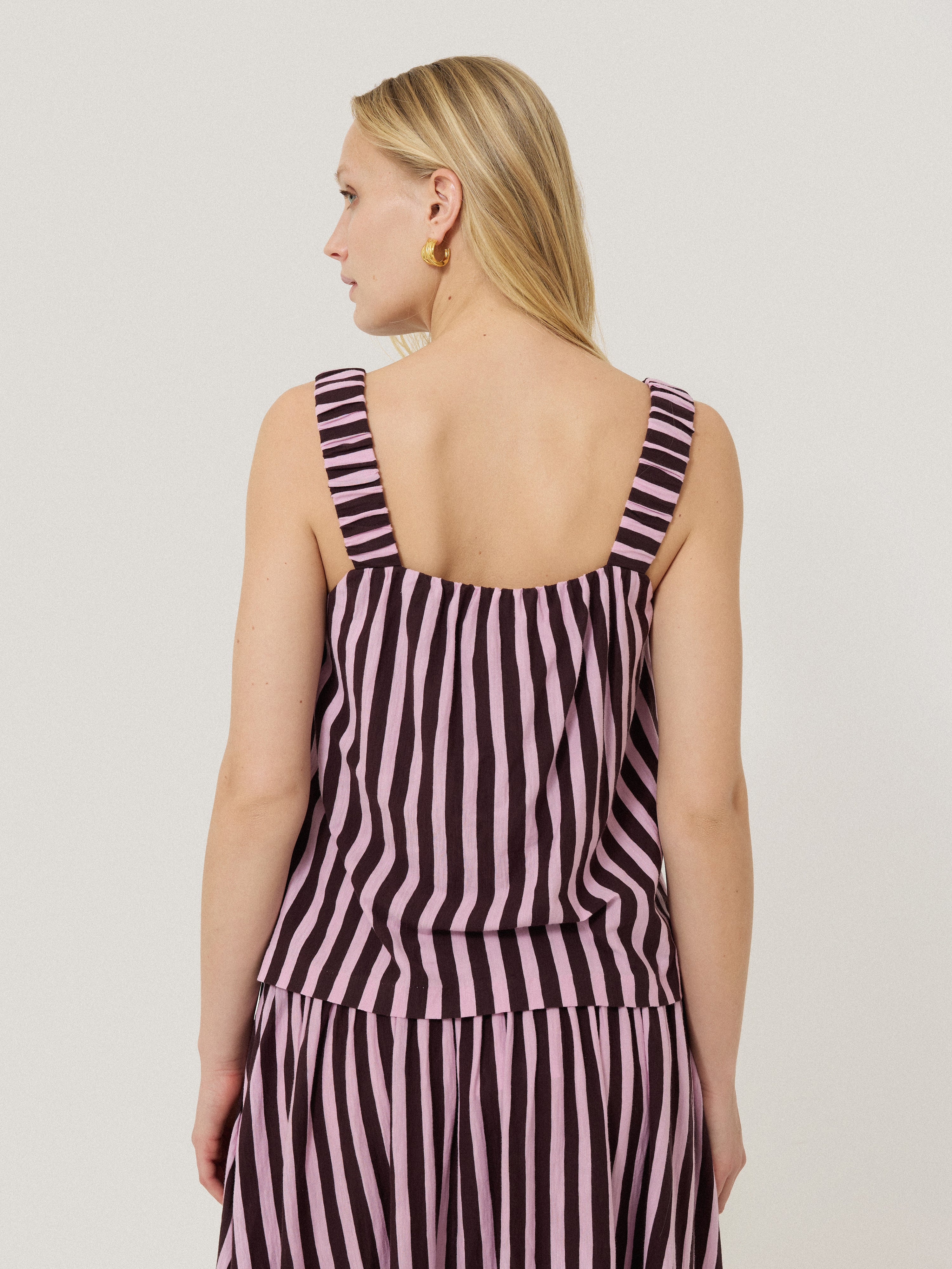 Cotton Slub Stripe Cami | Oxblood - Image 4