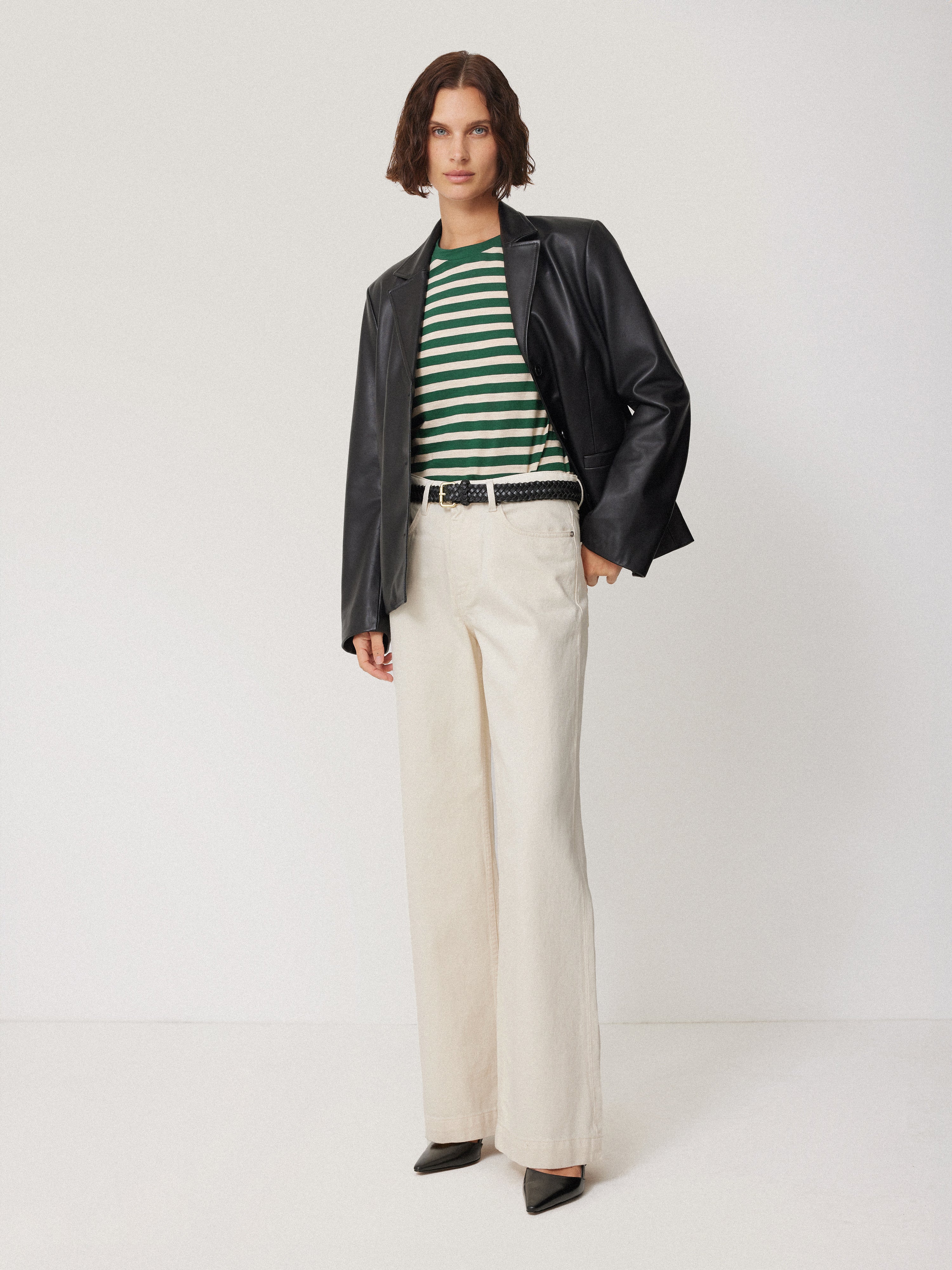 Cotton Slub Stripe Long Sleeve Tee | Green - Image 6