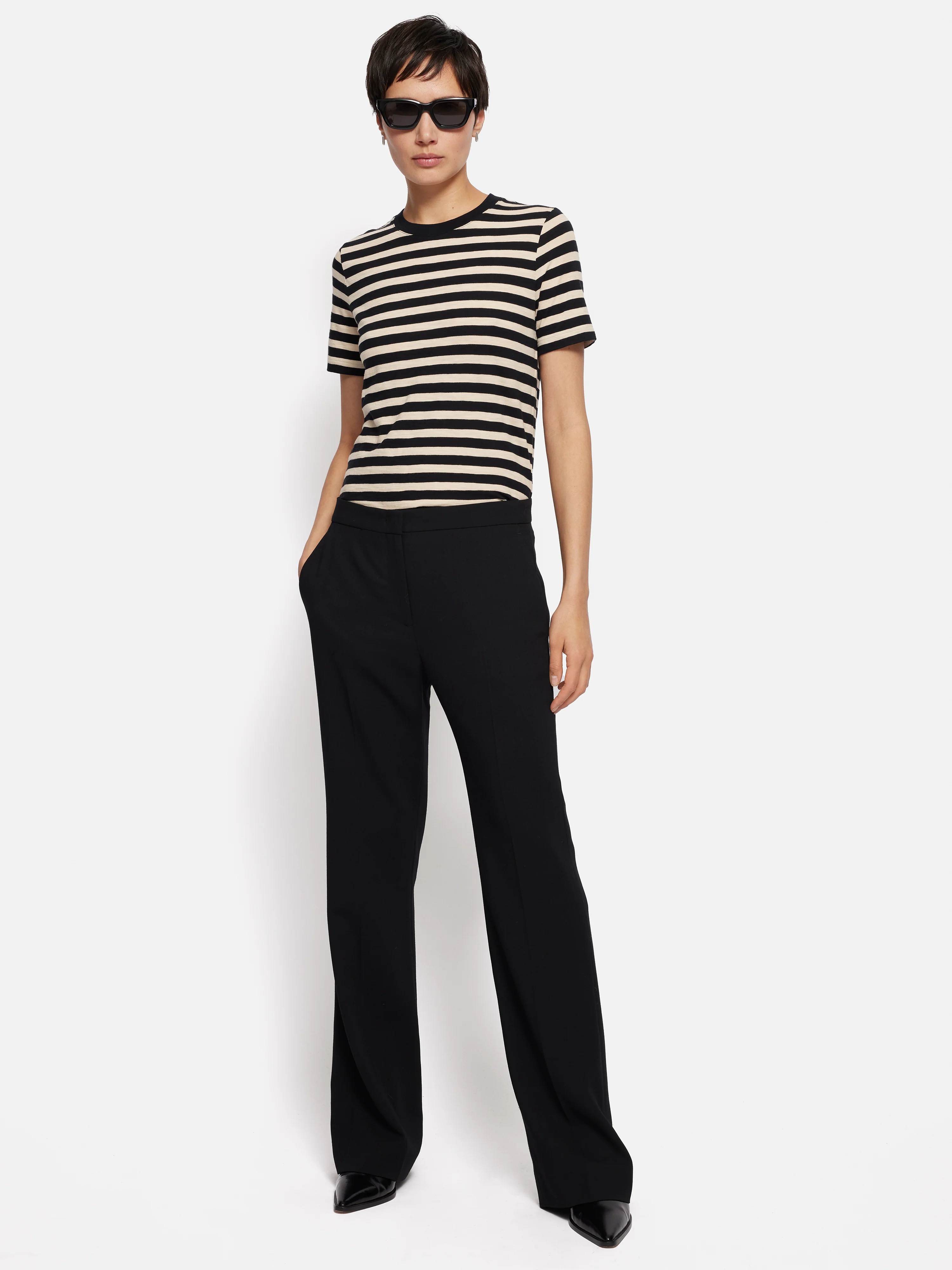 Cotton Slub Stripe Tee | Black - Image 3