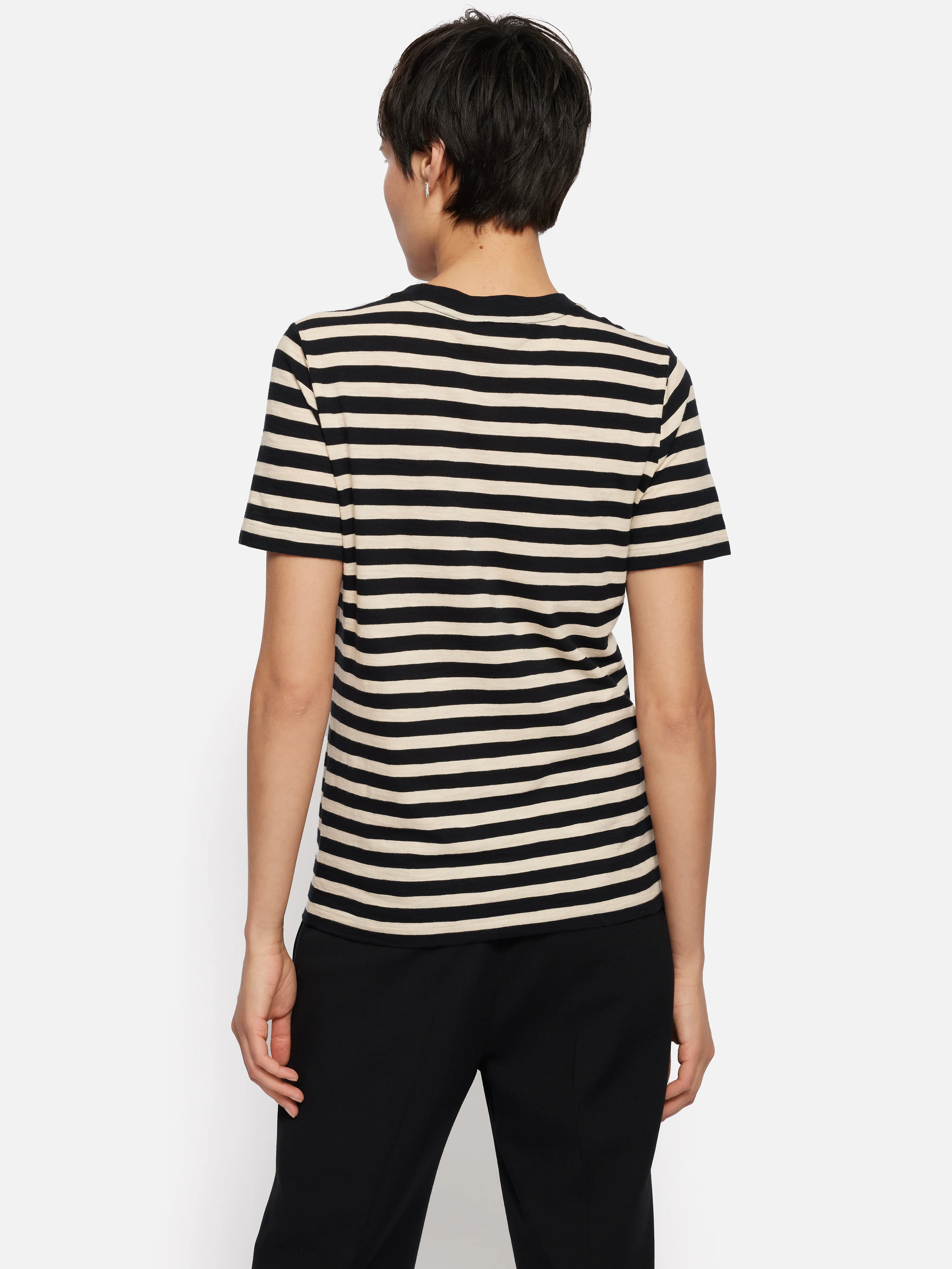 Cotton Slub Stripe Tee | Black - Image 4