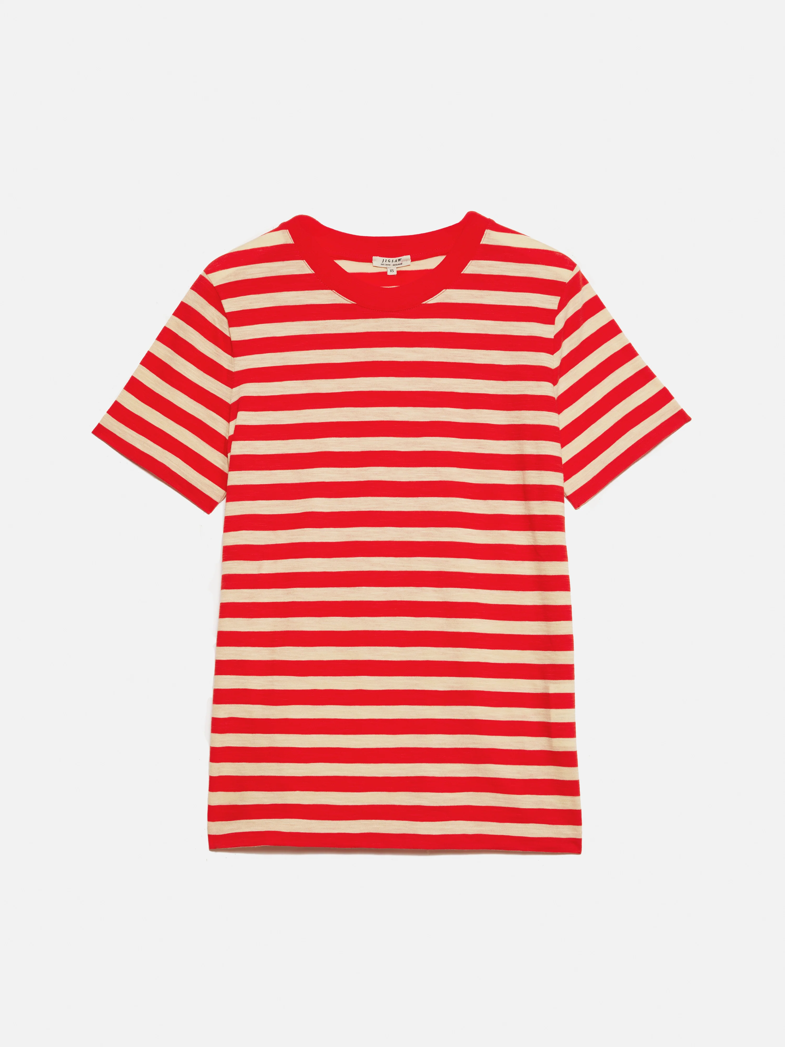 Cotton Slub Stripe Tee | Red - Image 8
