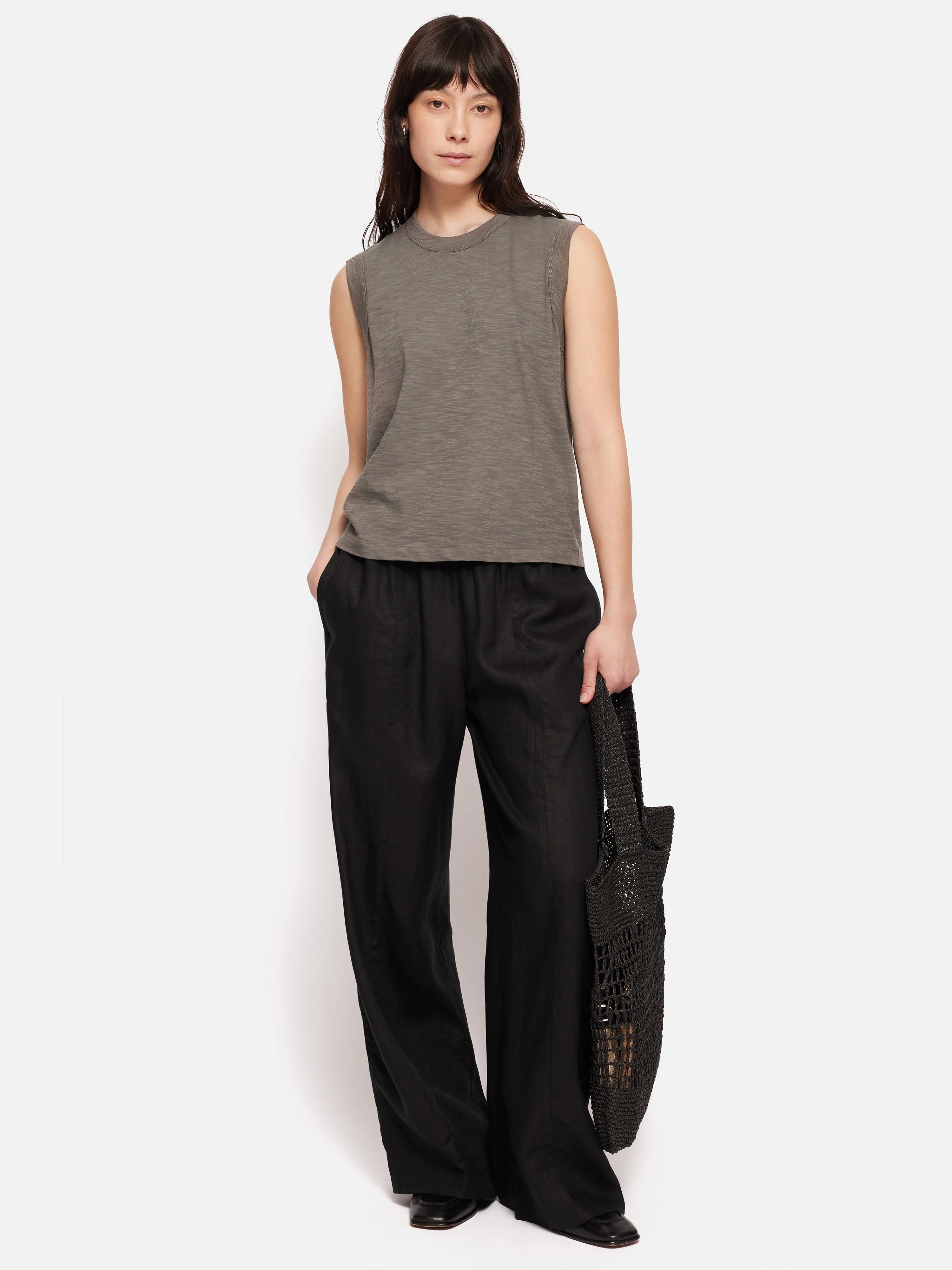 Cotton Slub Tank Top | Brown - Image 3