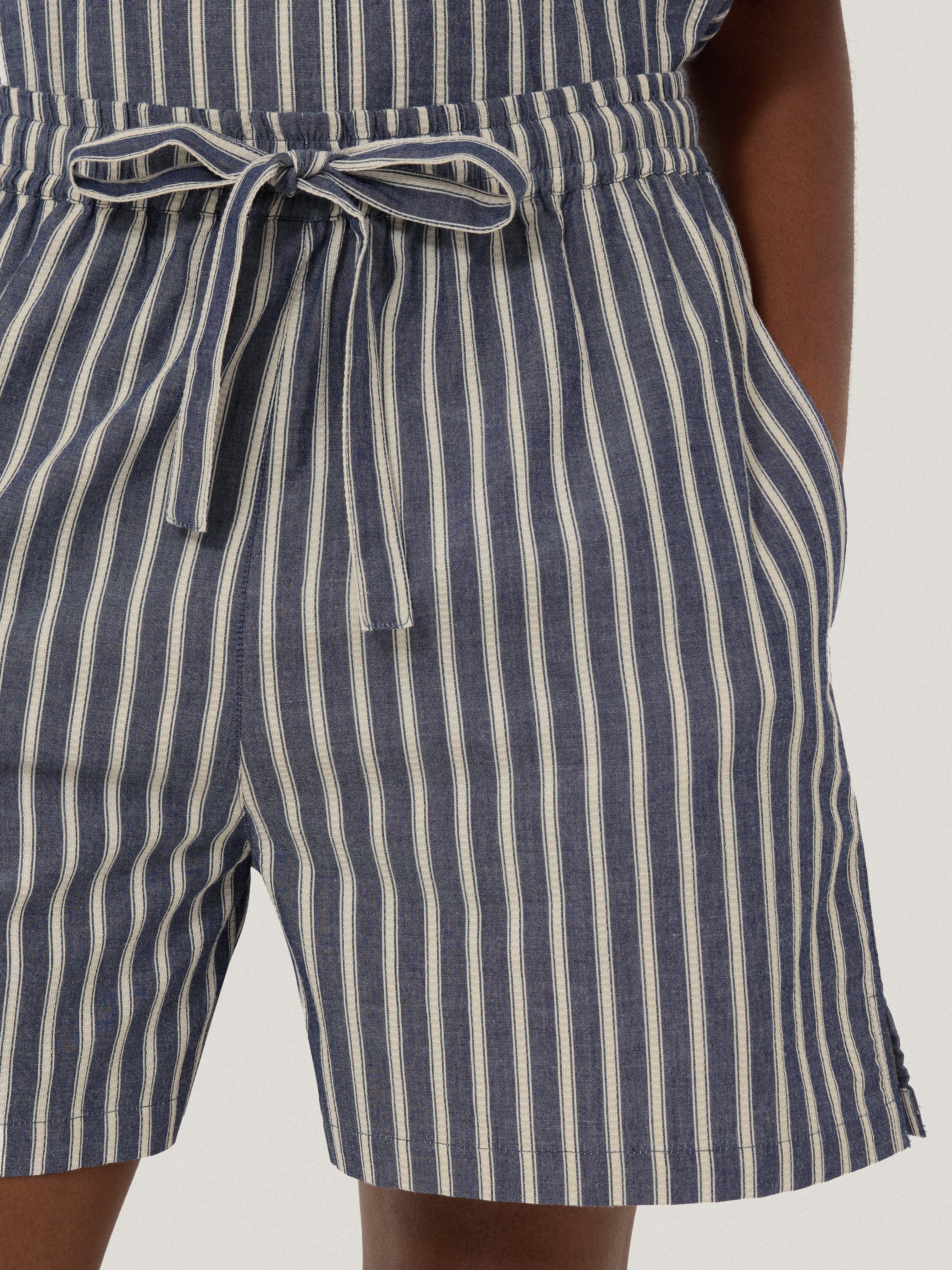 Cotton Stripe Short Pyjama | Blue - Image 5