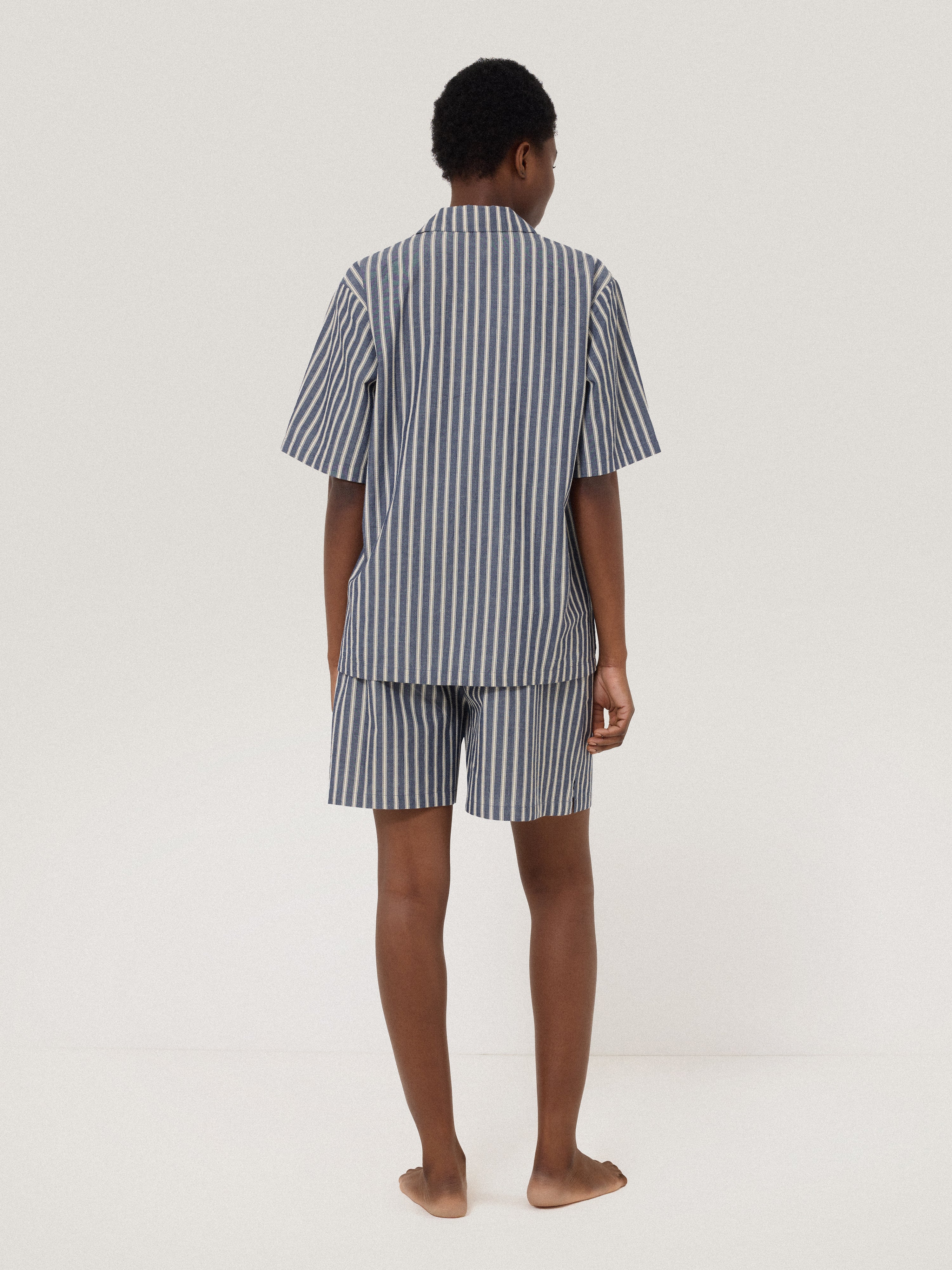 Cotton Stripe Short Pyjama | Blue - Image 6