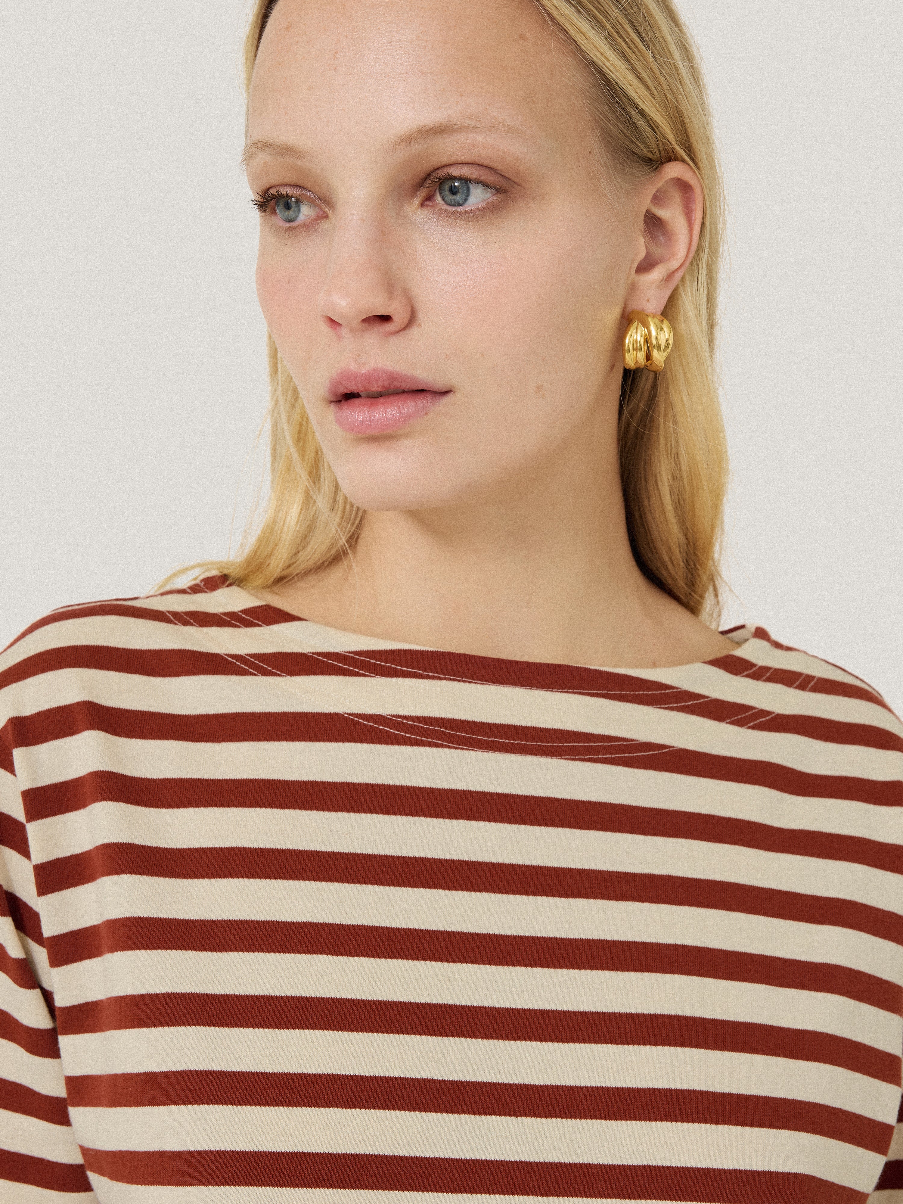 Cotton Trim Breton Top | Red - Image 4
