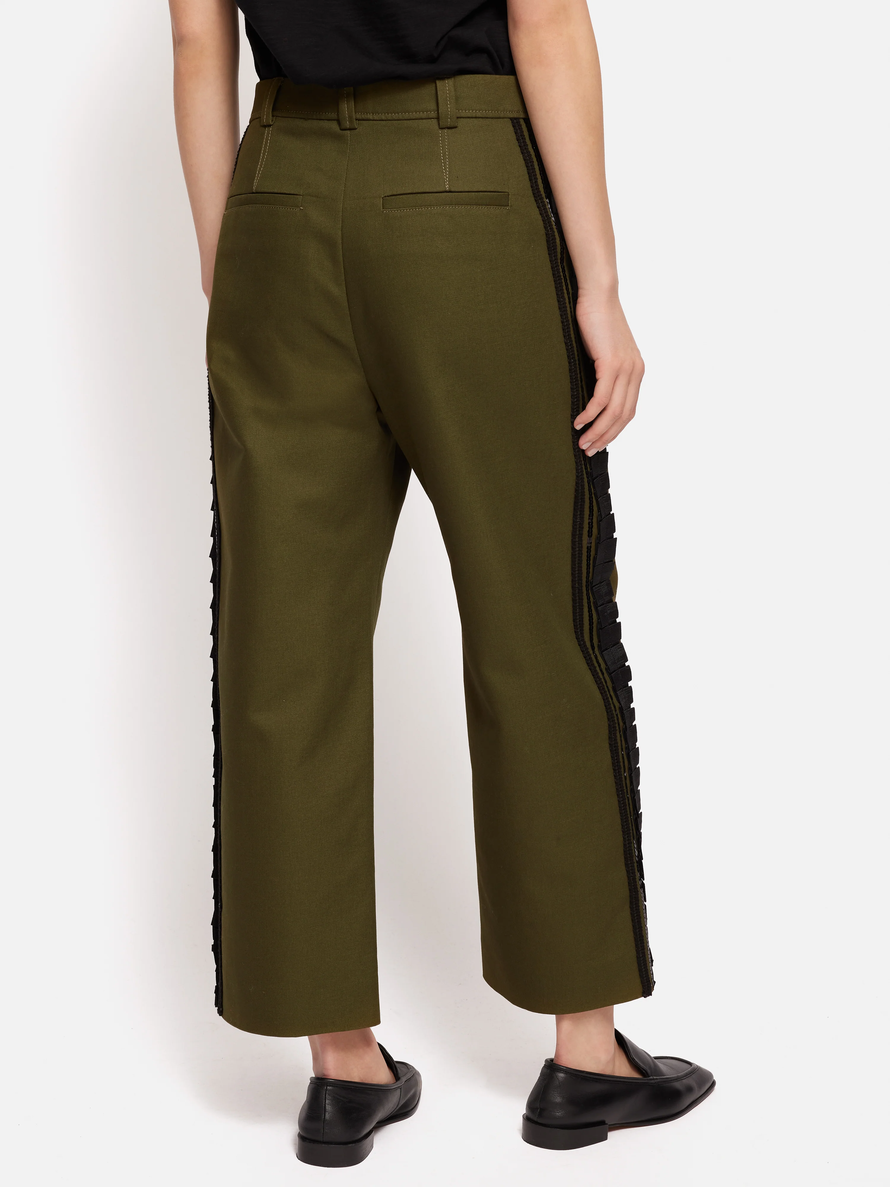 Cotton Trim Detail Trouser | Khaki - Image 5