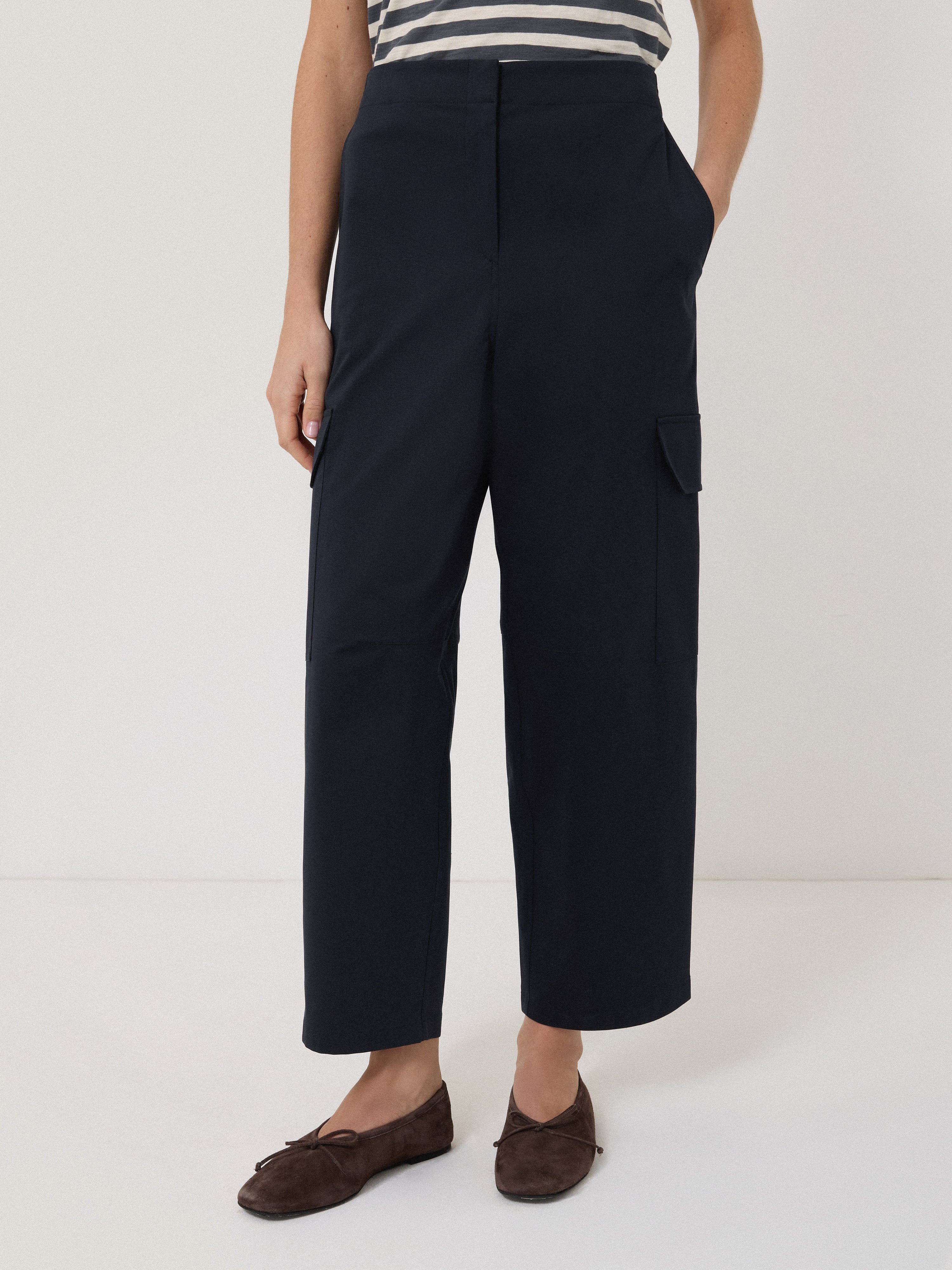 Cotton Viscose Cargo Trouser | Navy - Image 2