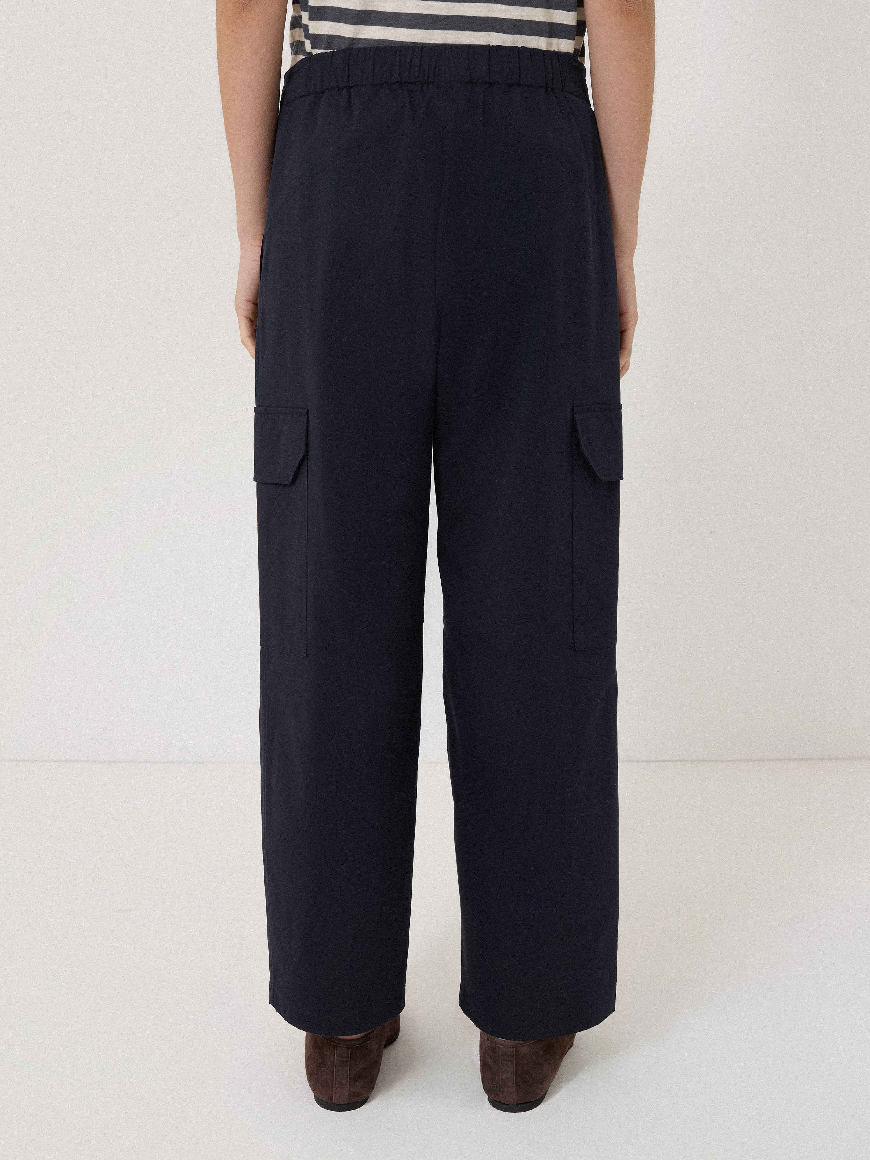 Cotton Viscose Cargo Trouser | Navy - Image 3