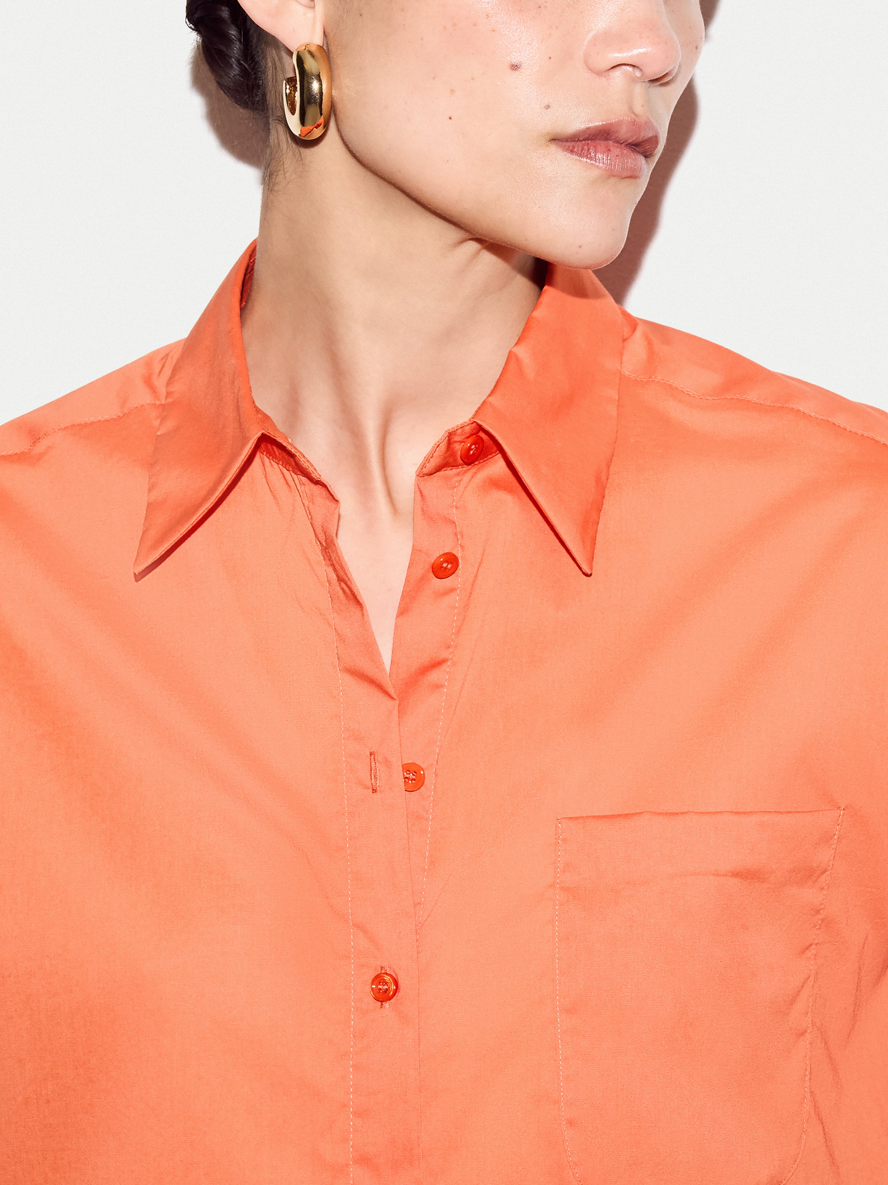 Cotton Voile Relaxed Shirt | Orange - Image 3