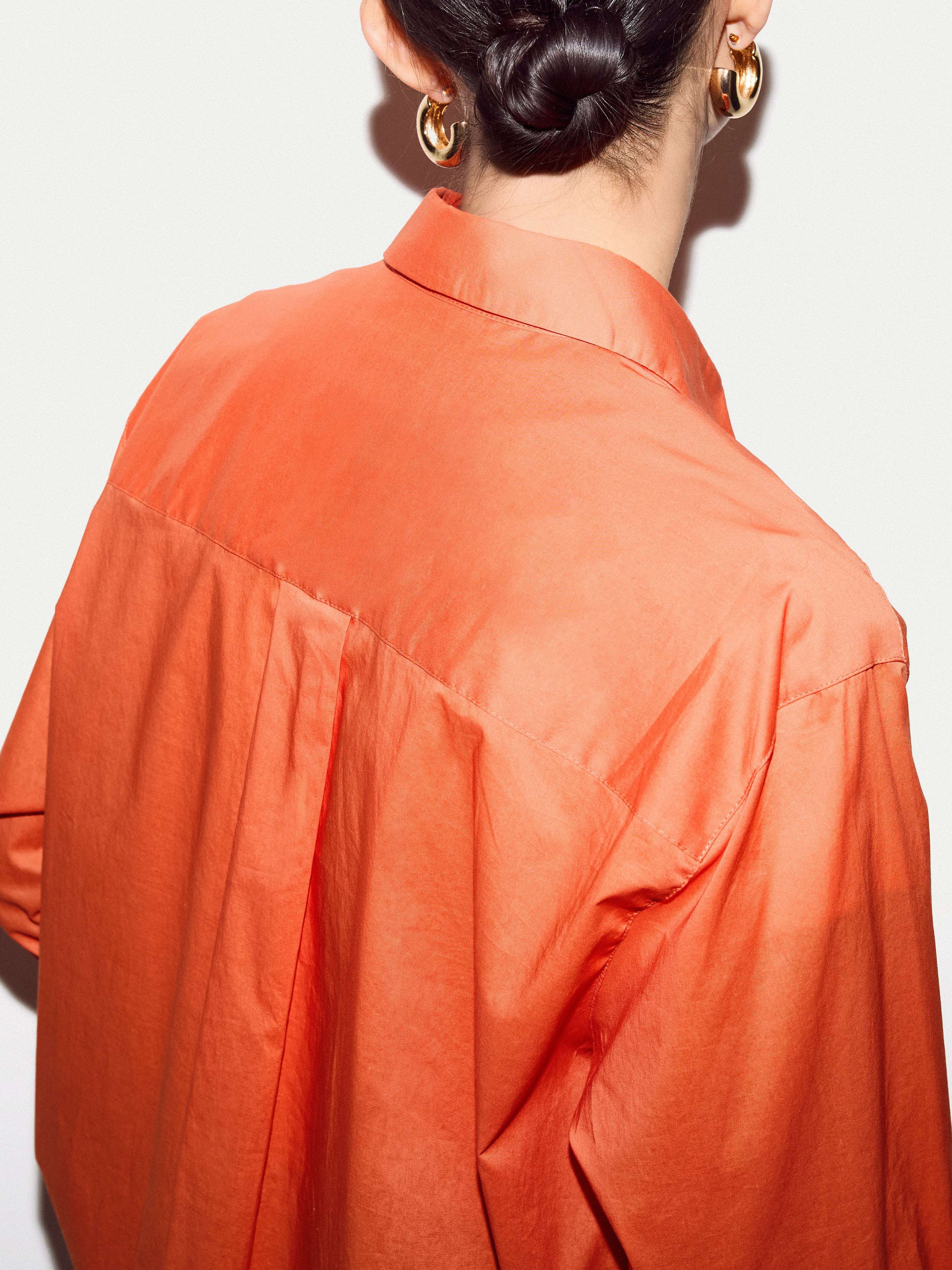 Cotton Voile Relaxed Shirt | Orange - Image 4