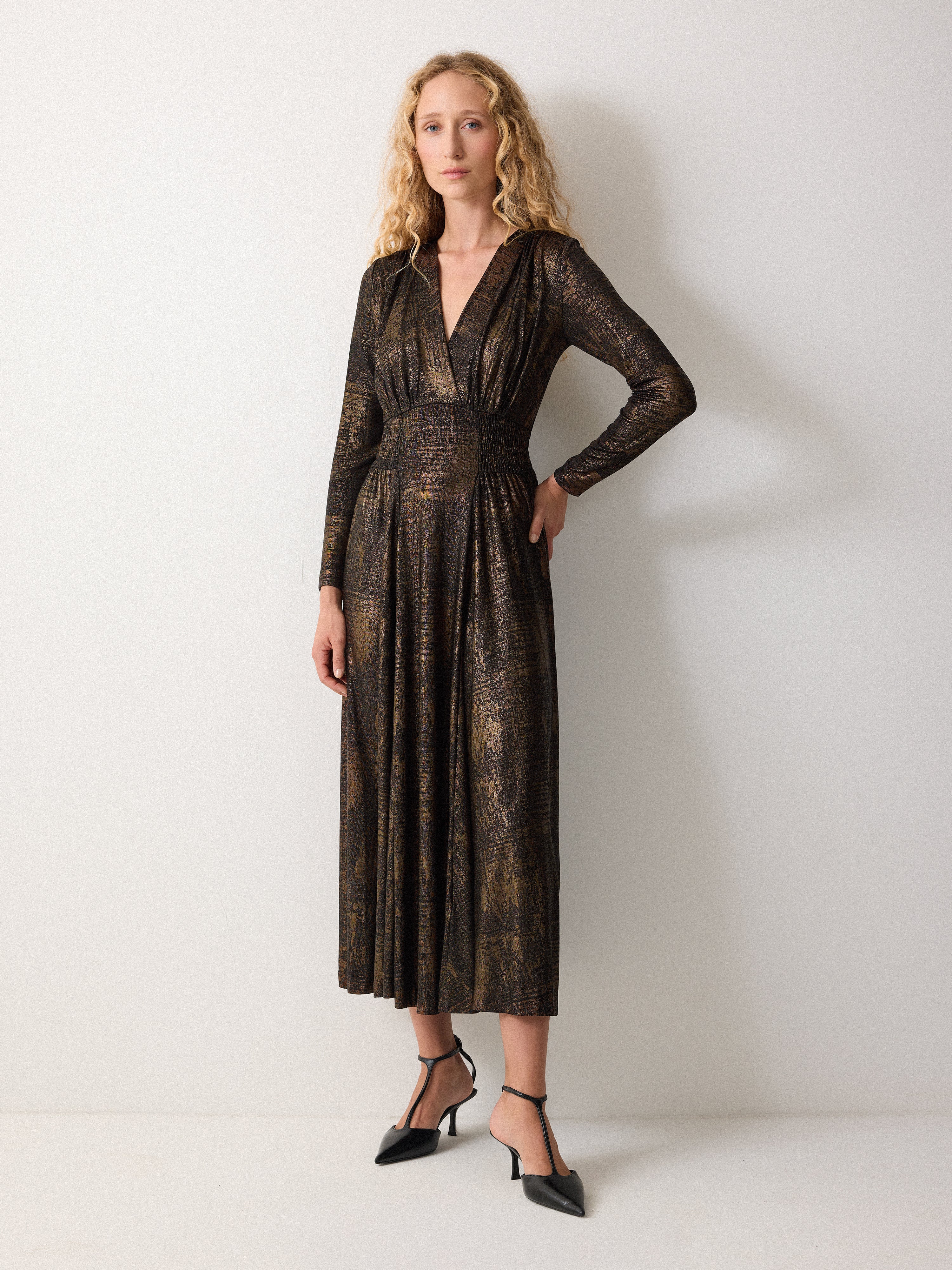 Crackle Gold Dress | Gold - Image 3