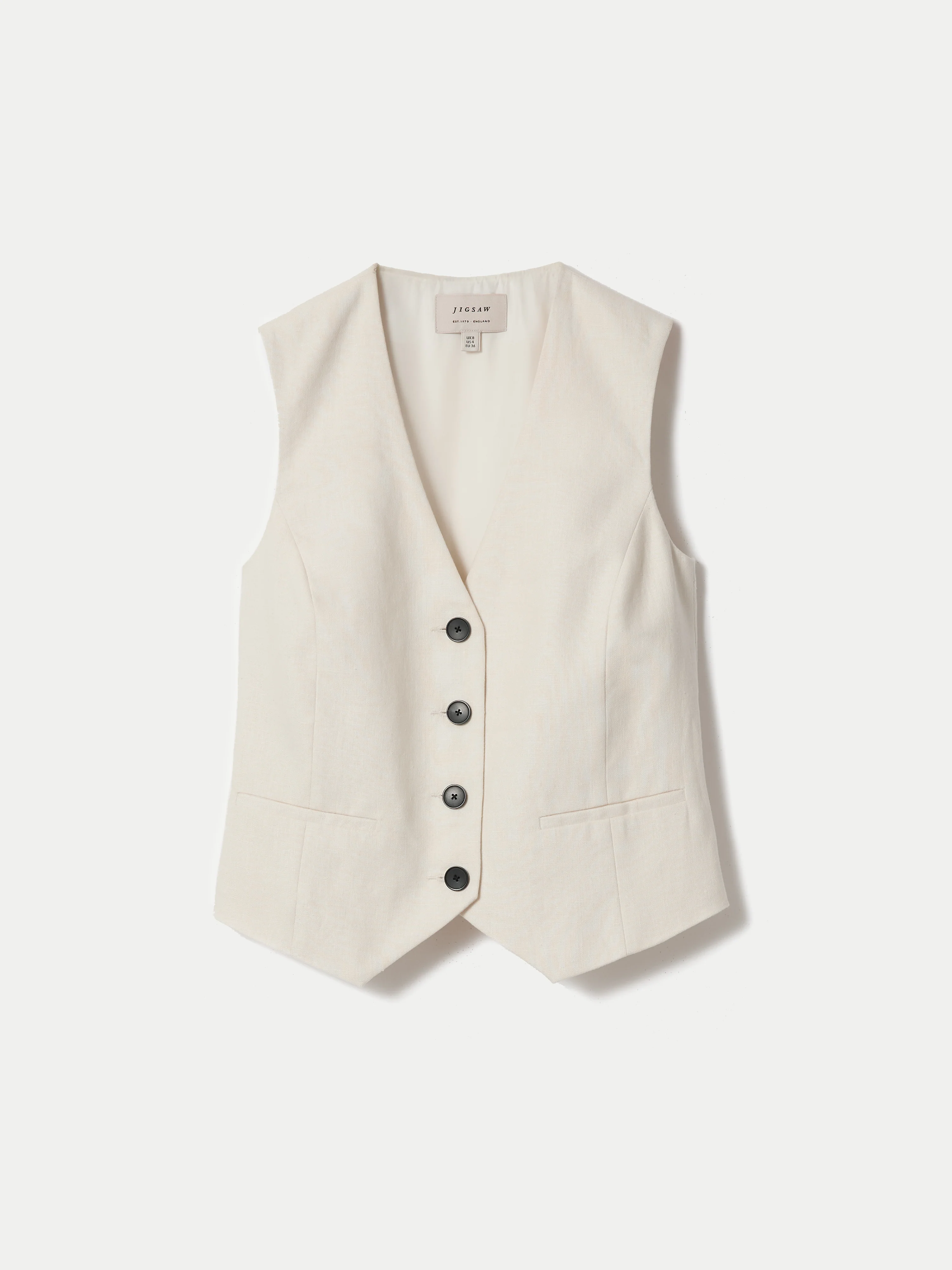 Linen Suit Waistcoat | Cream - Image 6