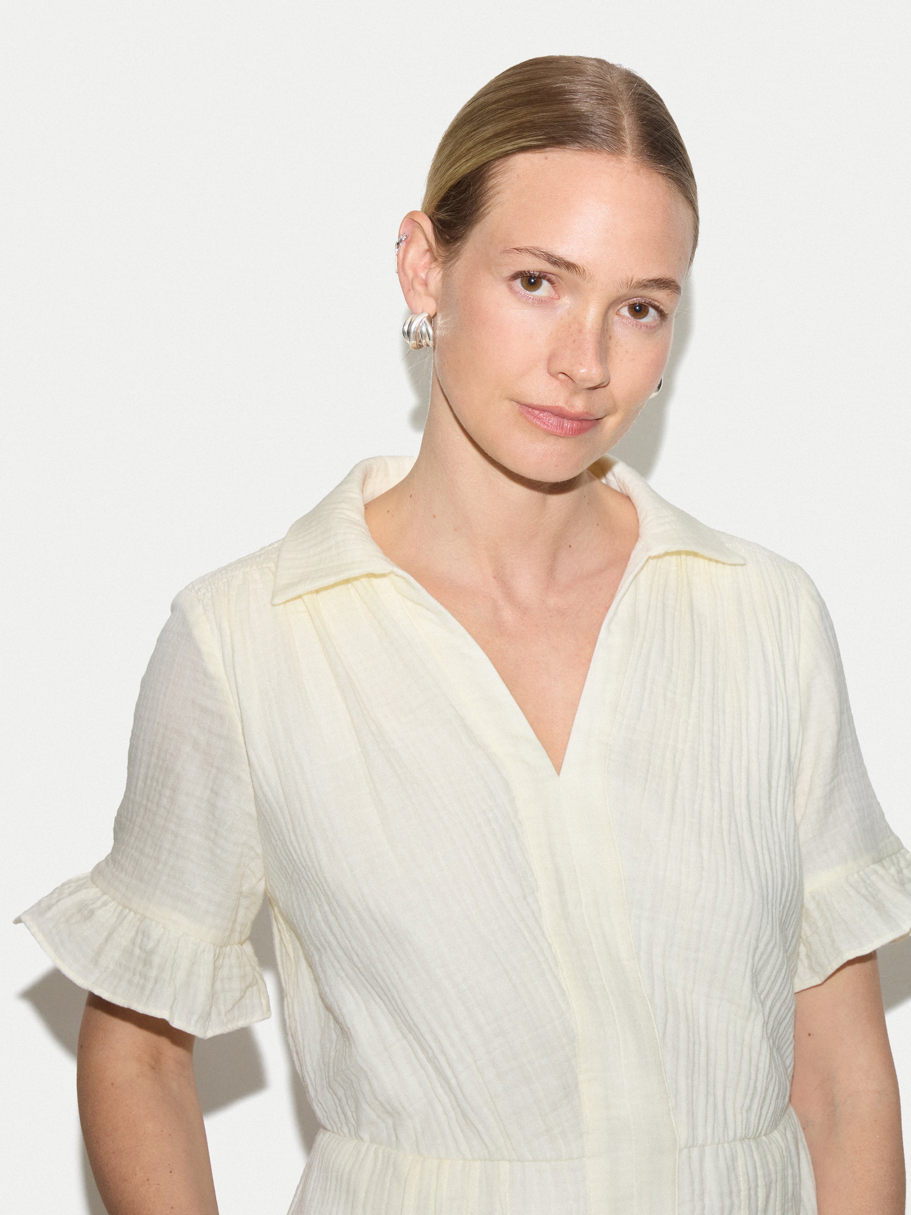 Cheesecloth Mini Dress | Cream - Image 2